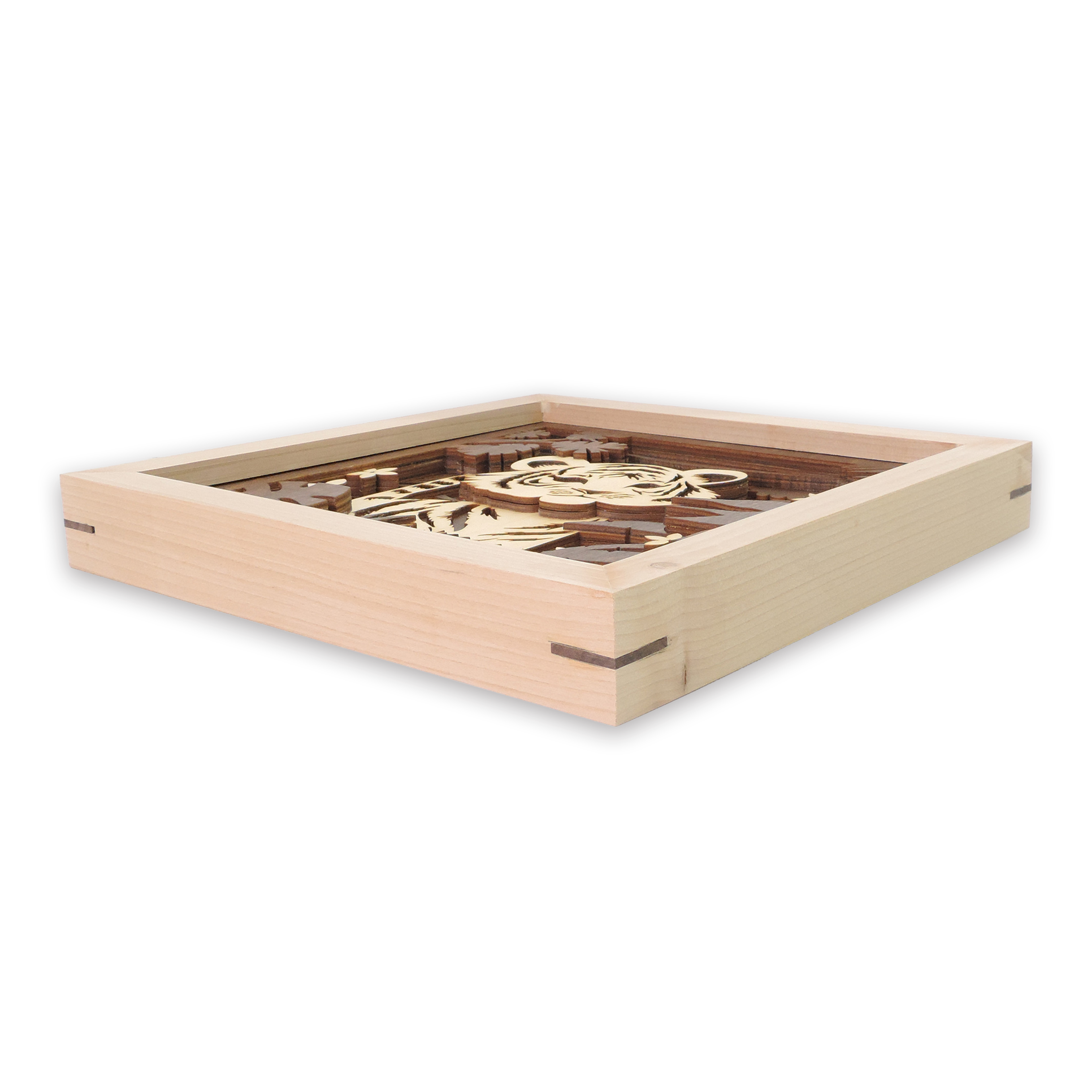 Multilayer 3D laser-cut baby tiger wall art, Baltic Birch Plywood