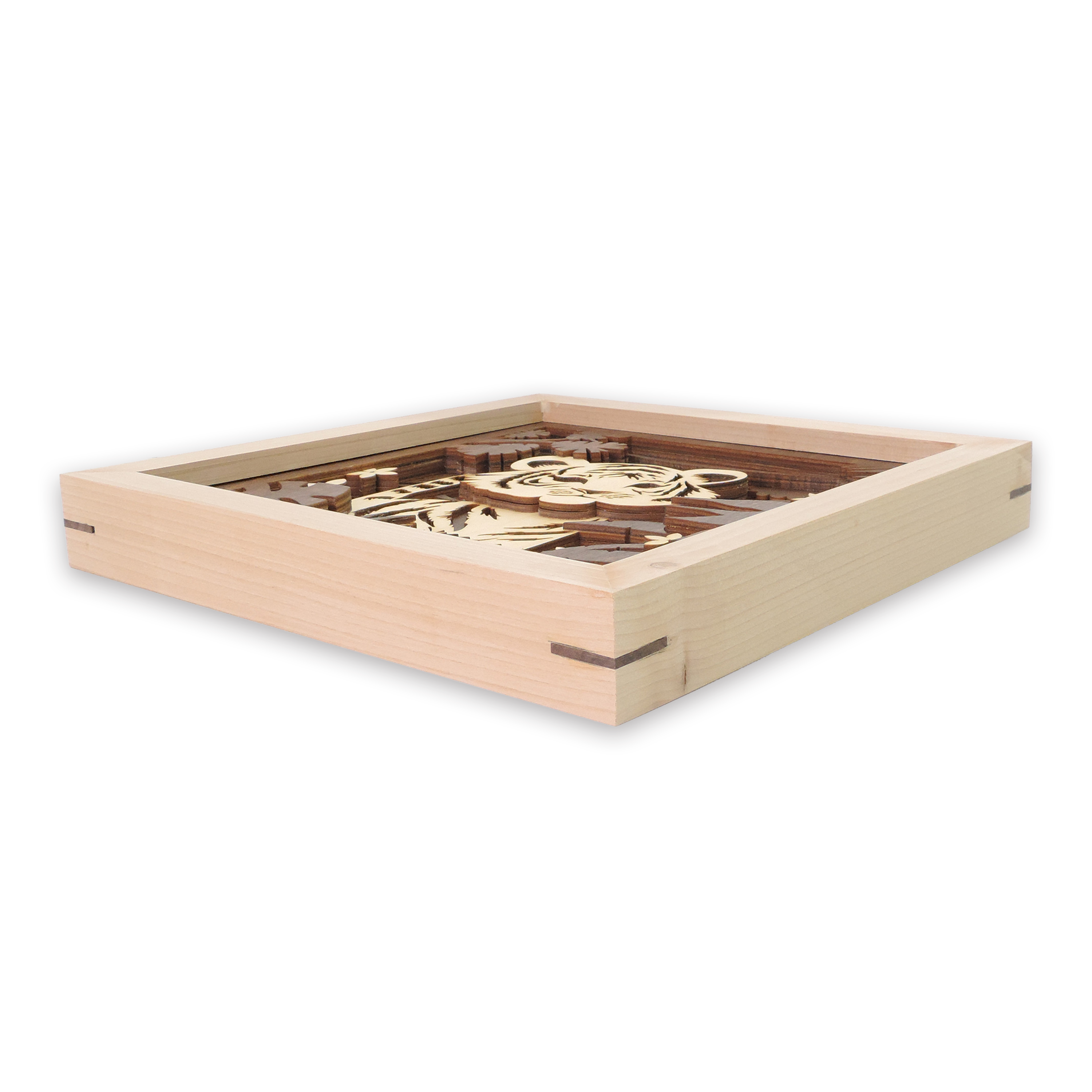 Multilayer 3D laser-cut baby tiger wall art, Baltic Birch Plywood