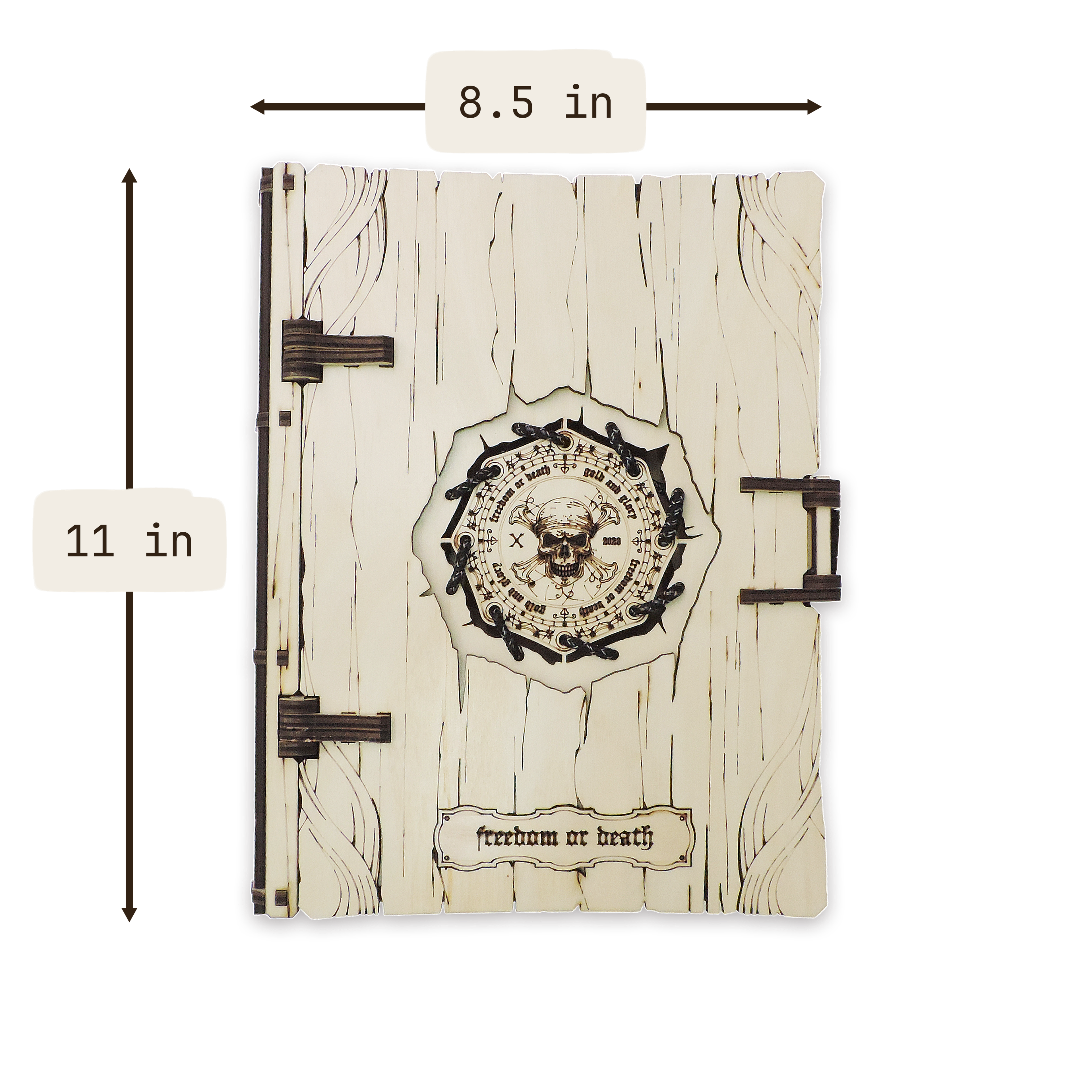 Laser-cut pirate treasure book box, ¼ in cabinet-grade plywood — cabinet grade (8.5 × 11 in)