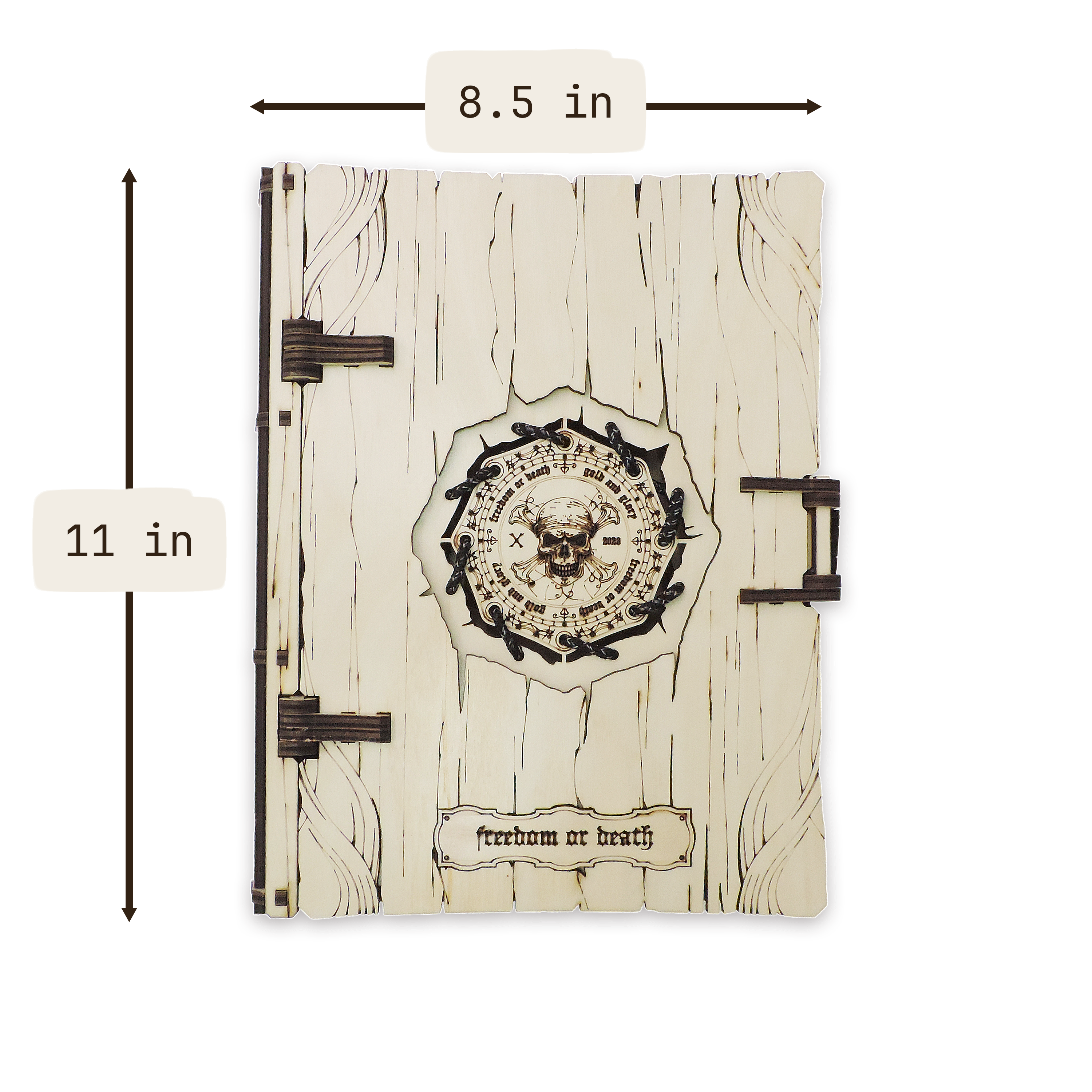Laser-cut pirate treasure book box, ¼ in cabinet-grade plywood — cabinet grade (8.5 × 11 in)