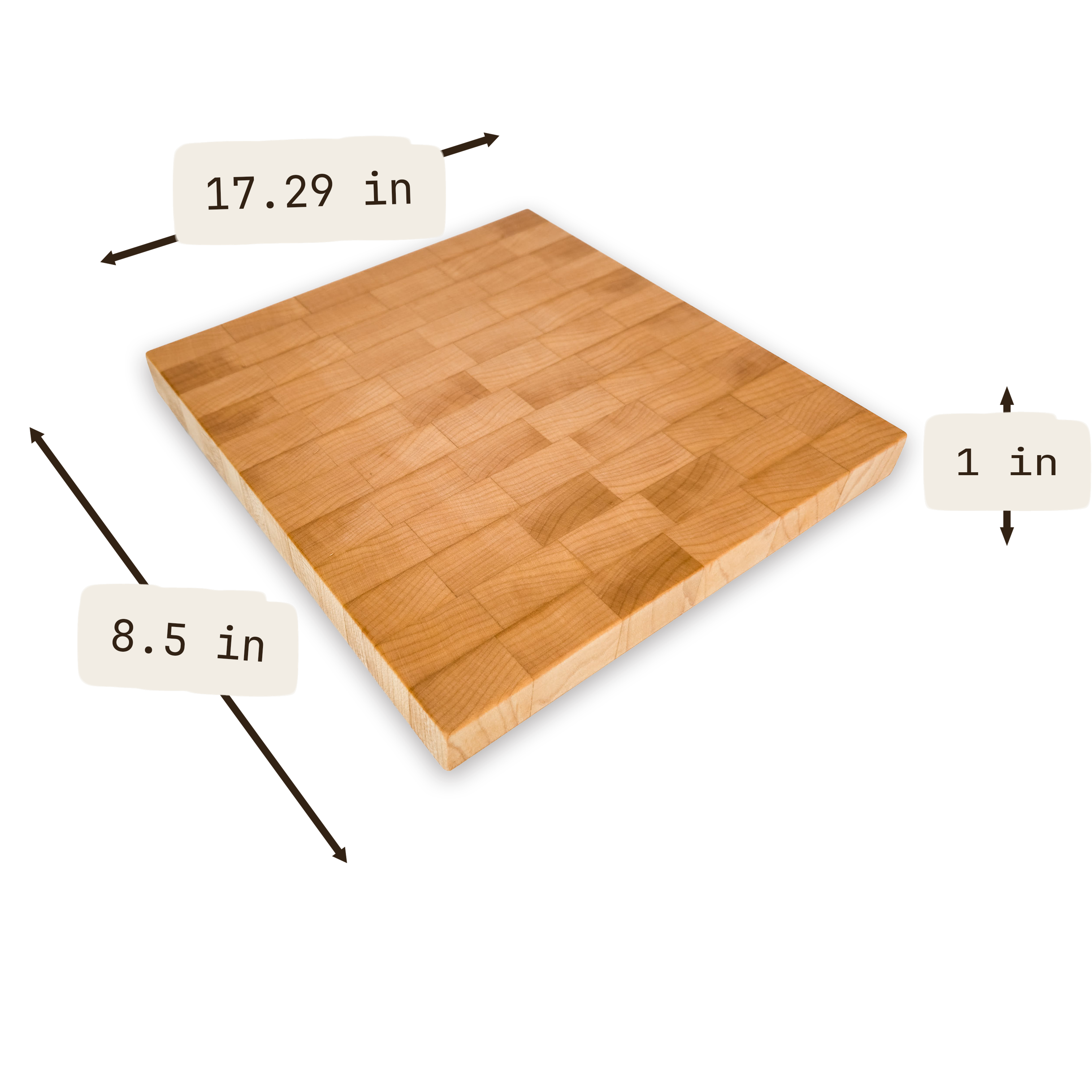 End grain maple cutting board, maple — large (7.29 × 8.5 in)