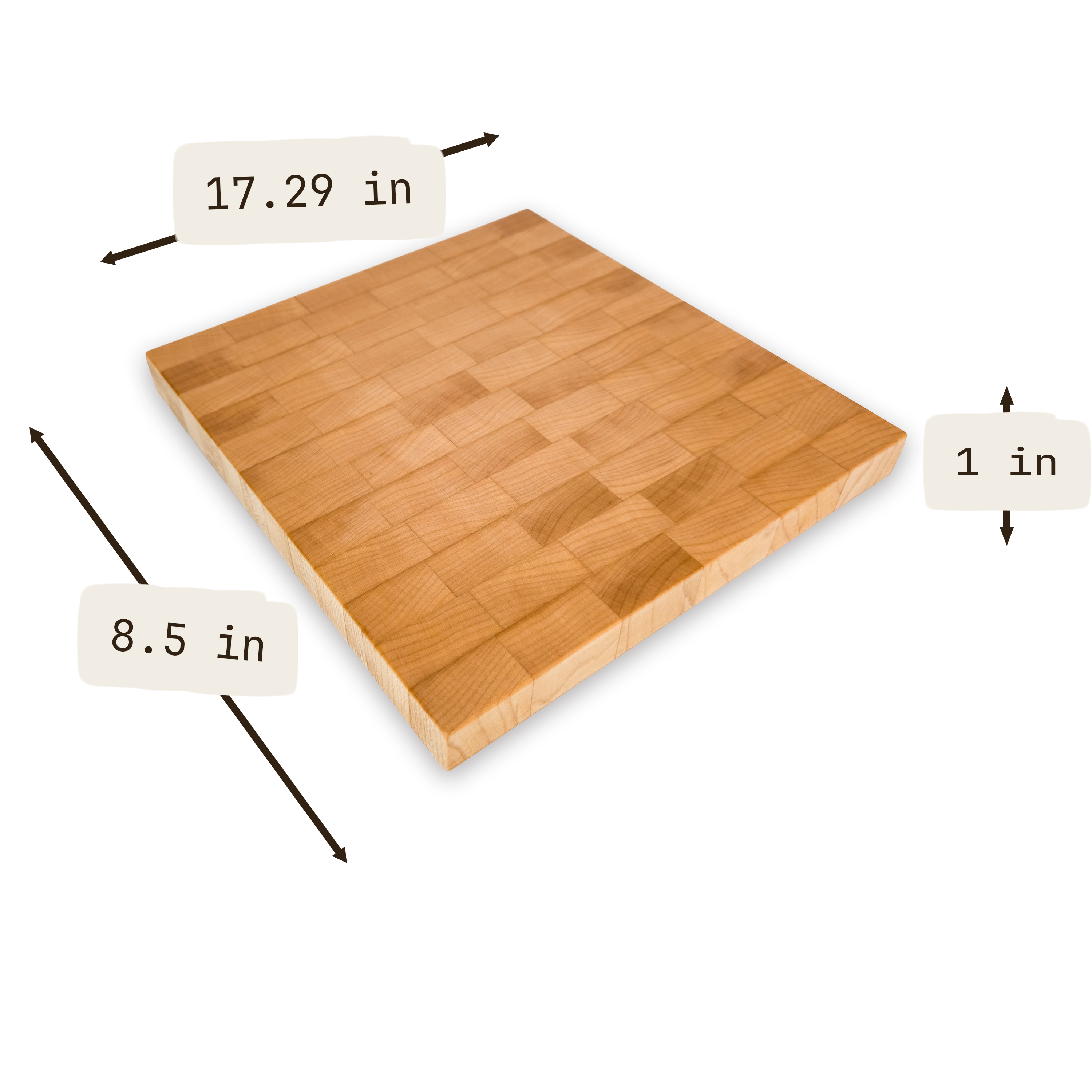 End grain maple cutting board, maple — large (7.29 × 8.5 in)