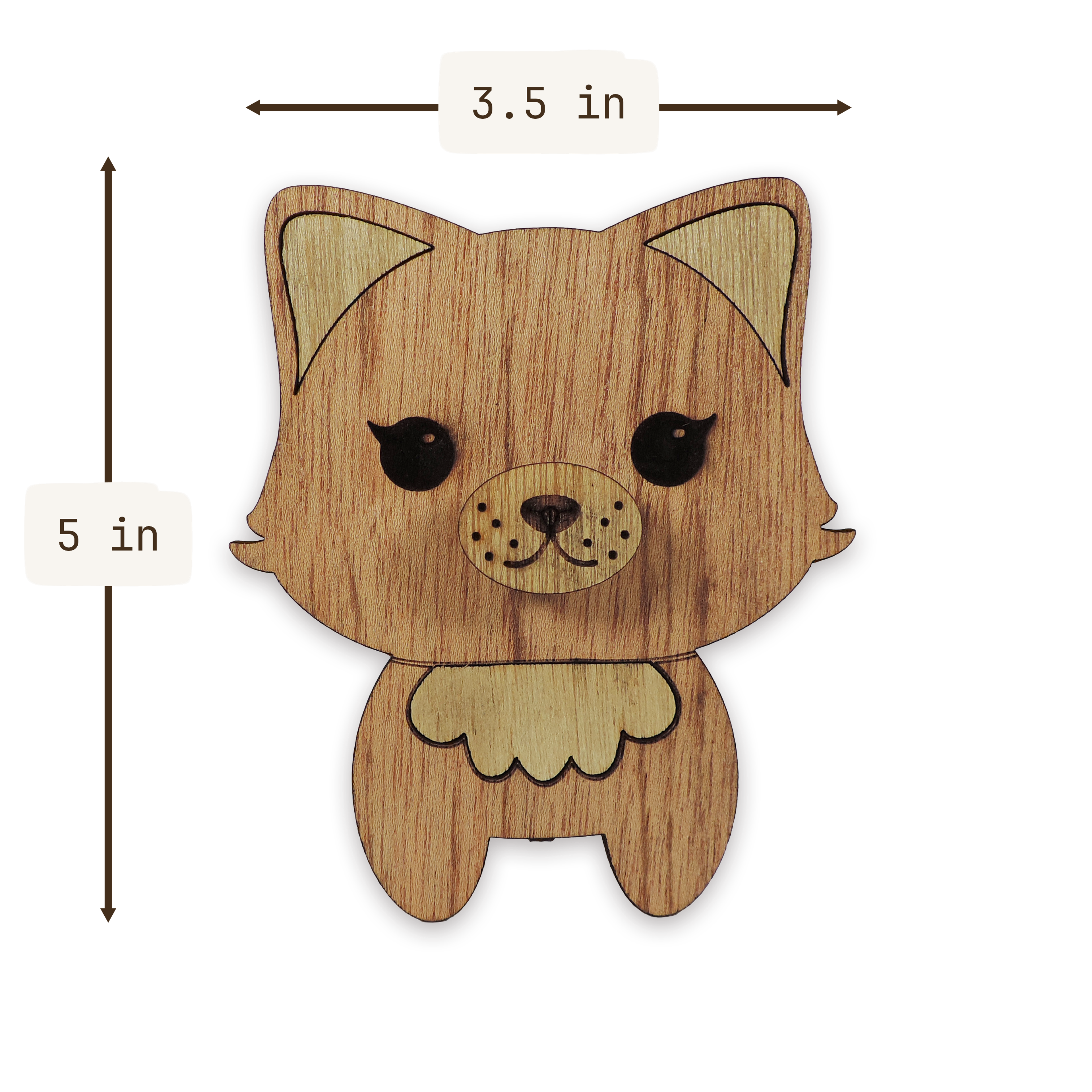 Laser-cut cat glasses holder, 5 mm plywood — cherry, blank (3.5 × 5 in)