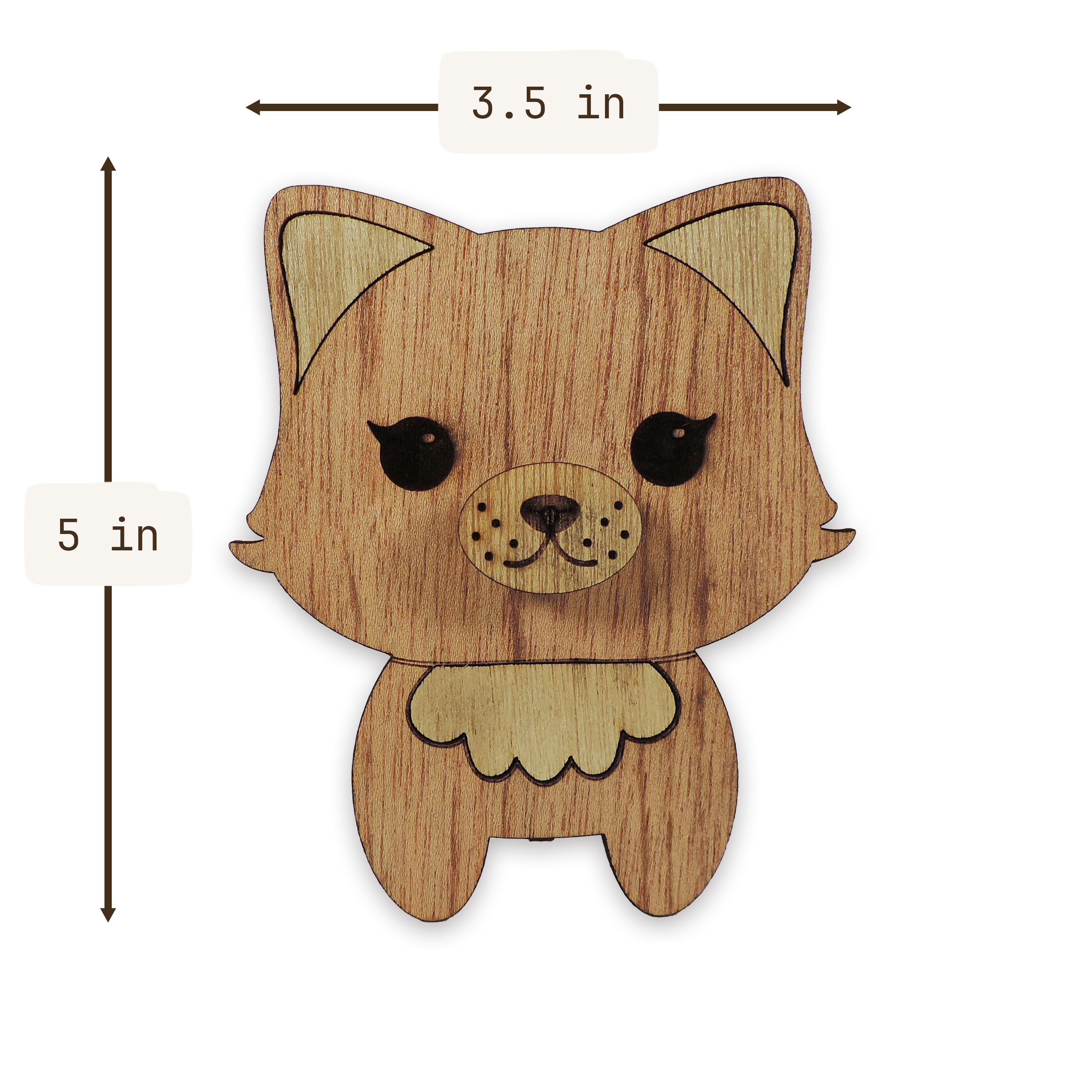 Laser-cut cat glasses holder, 5 mm plywood — cherry, blank (3.5 × 5 in)