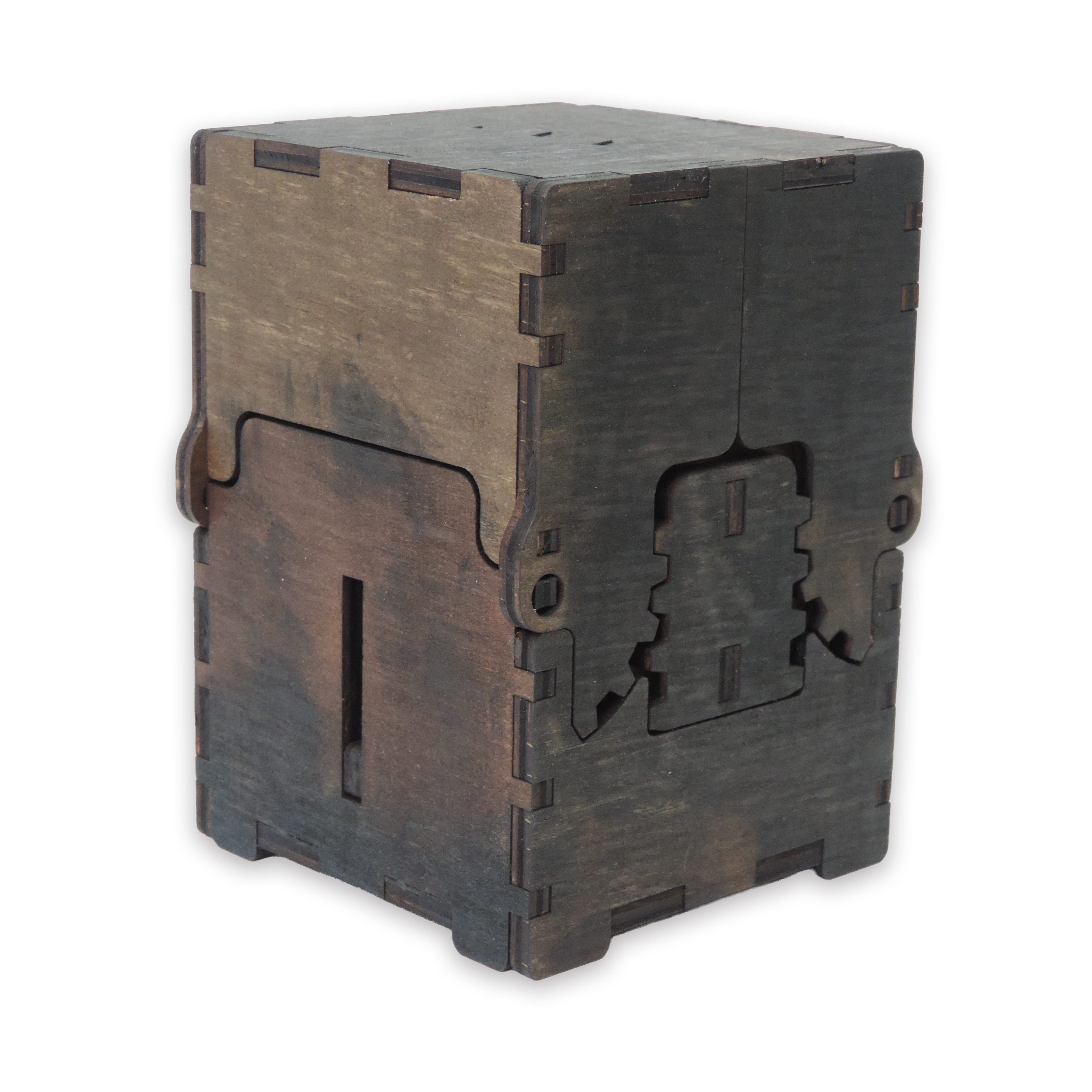 Laser-cut card deck box, birch plywood