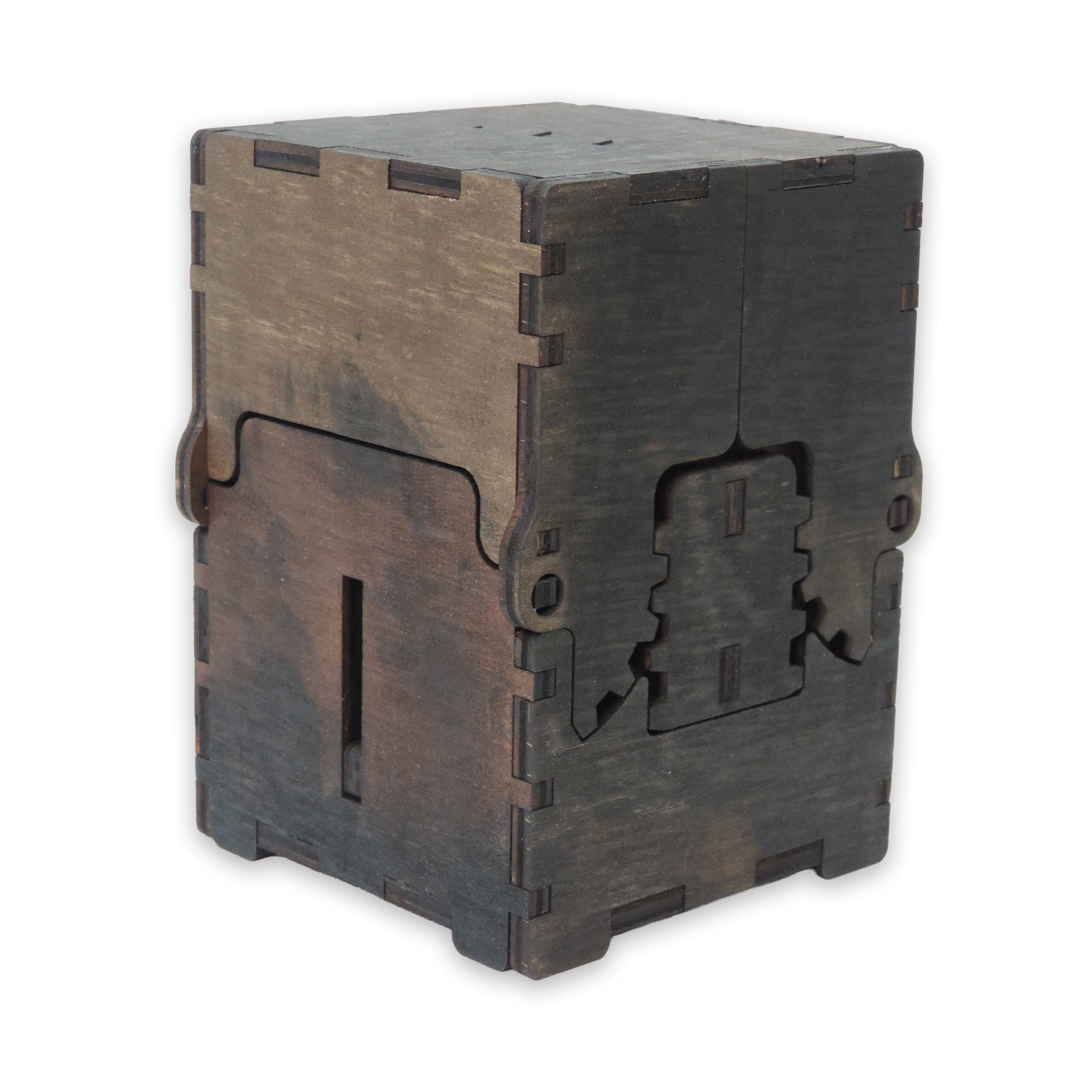 Laser-cut card deck box, birch plywood