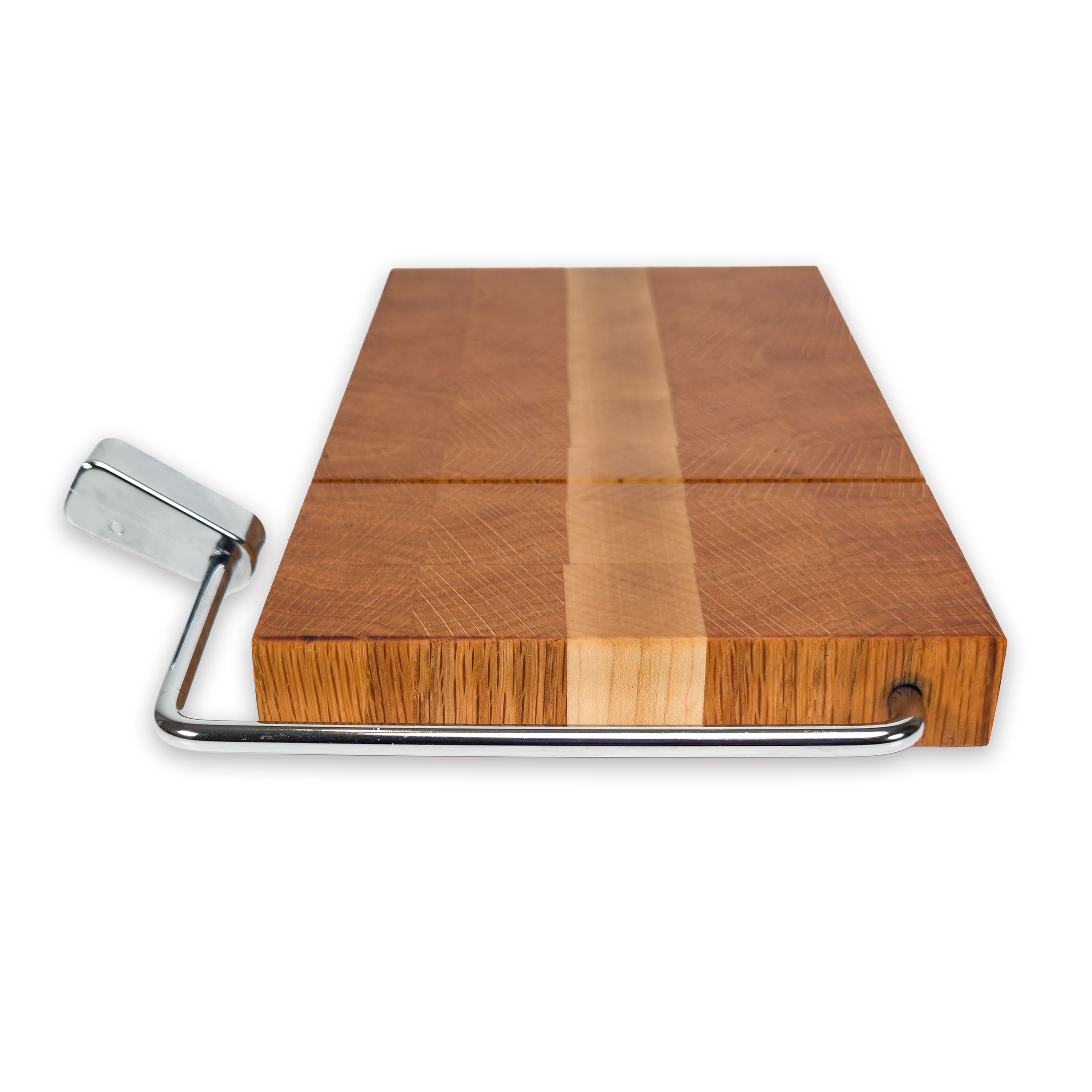 End grain oak & maple cheese slicer board with wire cutter, oiled hardwood