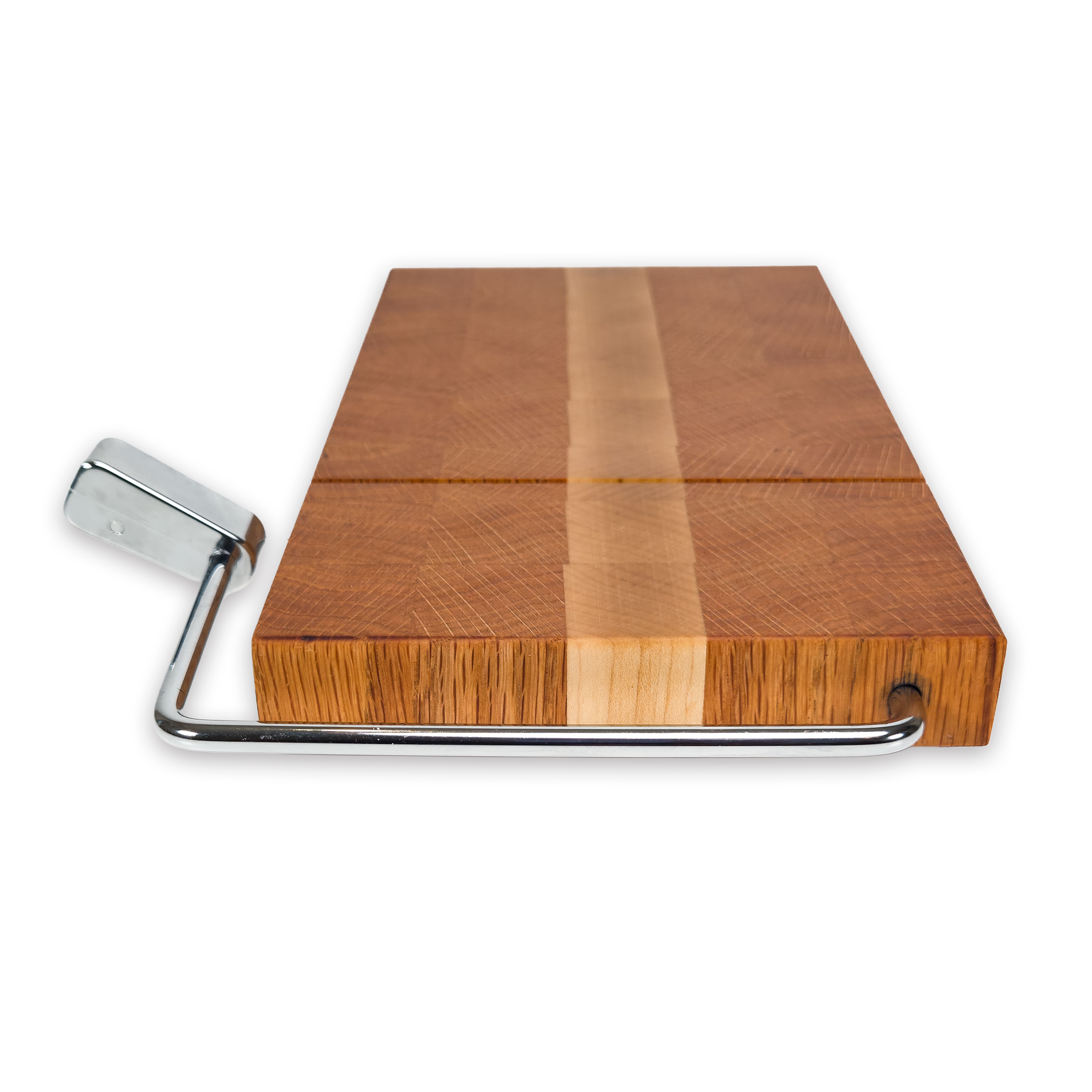 End grain oak & maple cheese slicer board with wire cutter, oiled hardwood