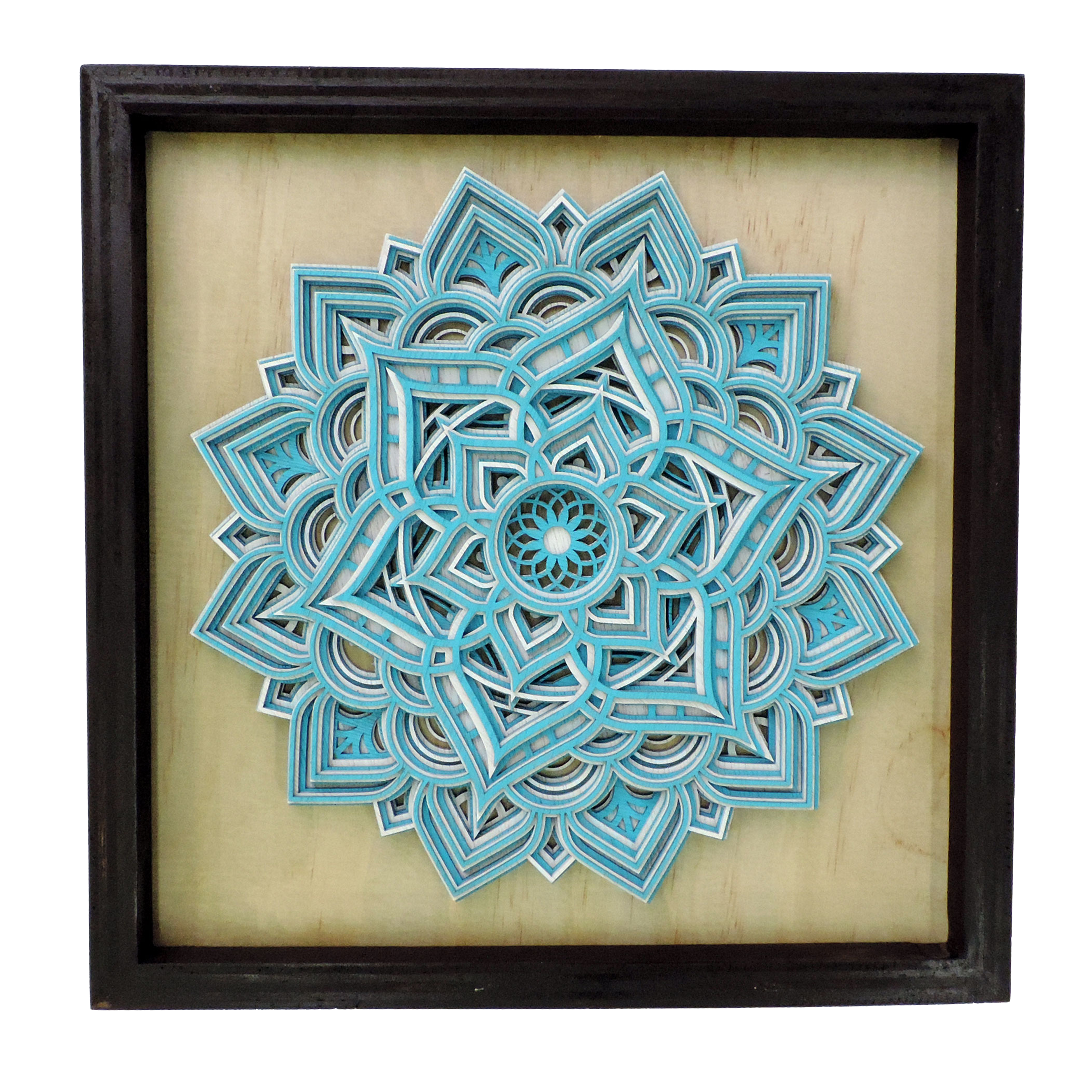 Multilayer 3D laser-cut lotus mandala wall art, Baltic Birch Plywood