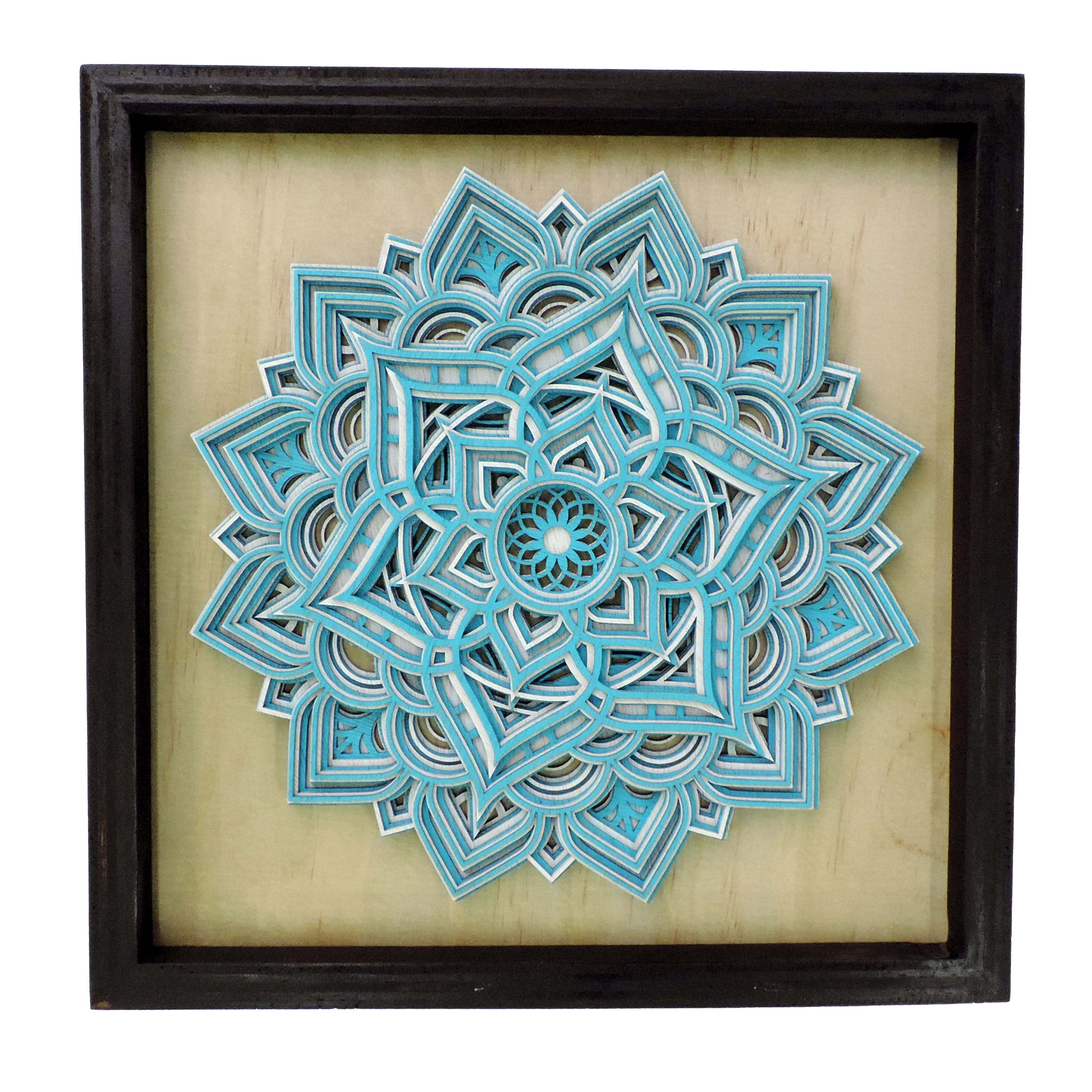 Multilayer 3D laser-cut lotus mandala wall art, Baltic Birch Plywood