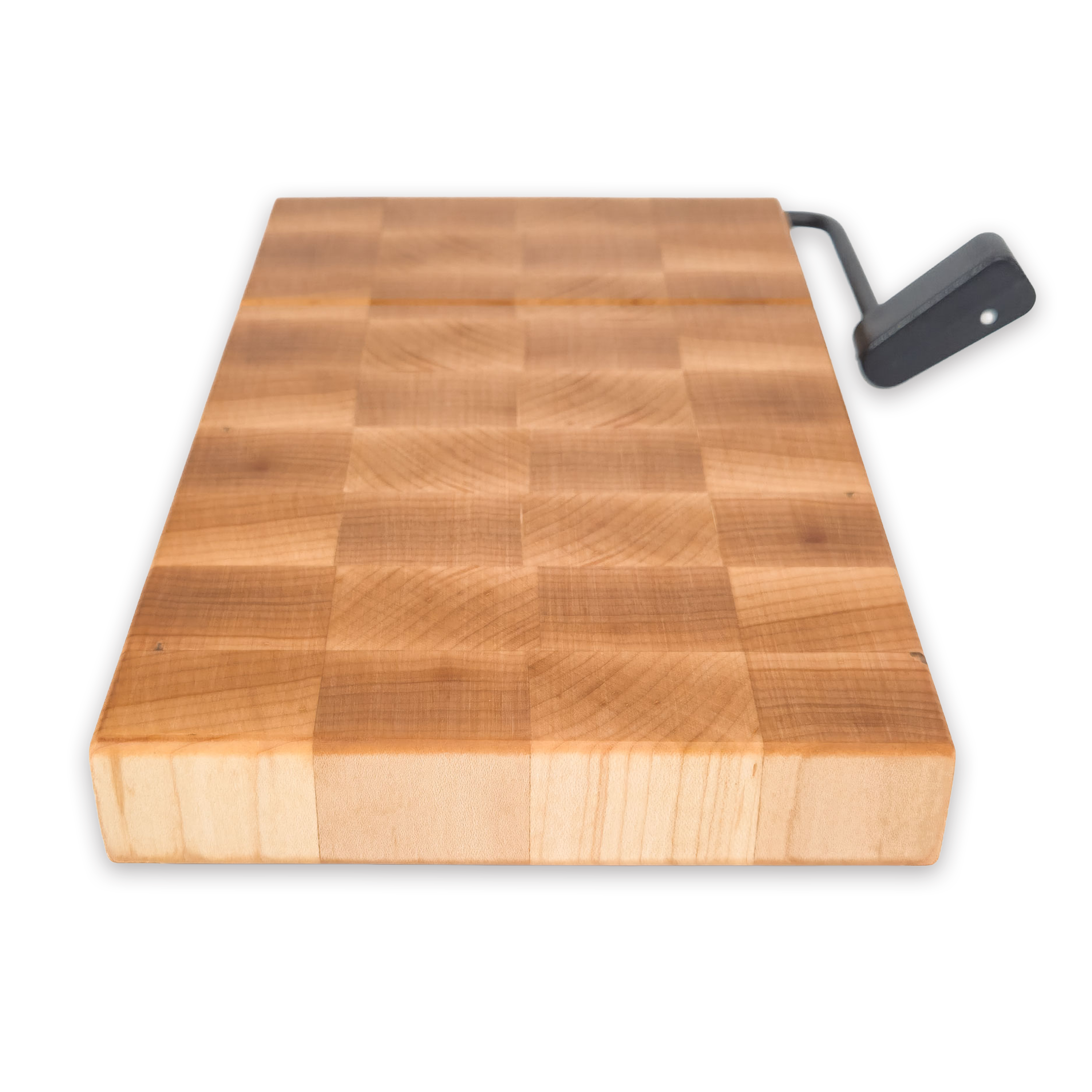 End grain maple cheese slicer board with wire cutter, oiled hardwood
