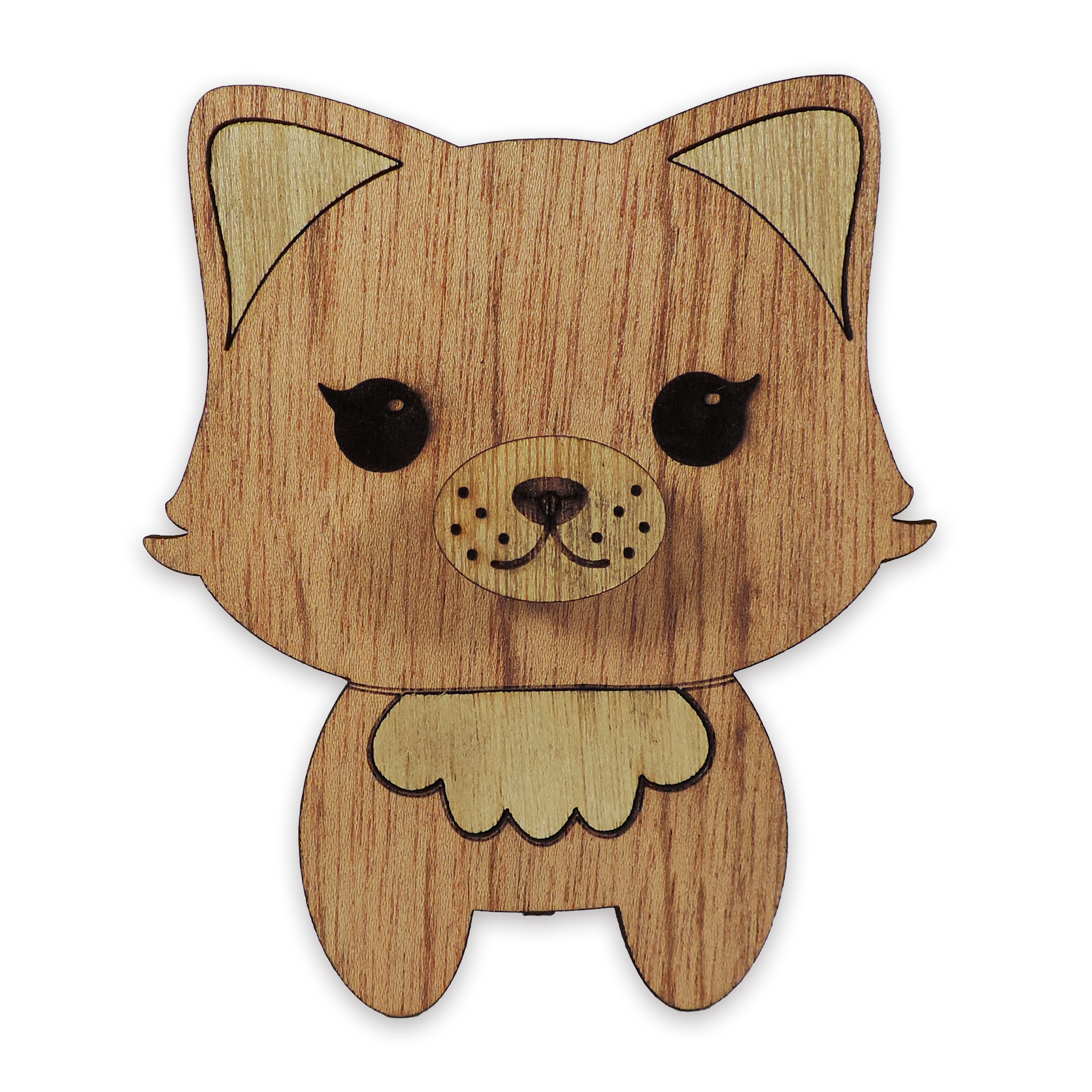 Laser-cut cat glasses holder, 5 mm plywood — cherry, blank (3.5 × 5 in)