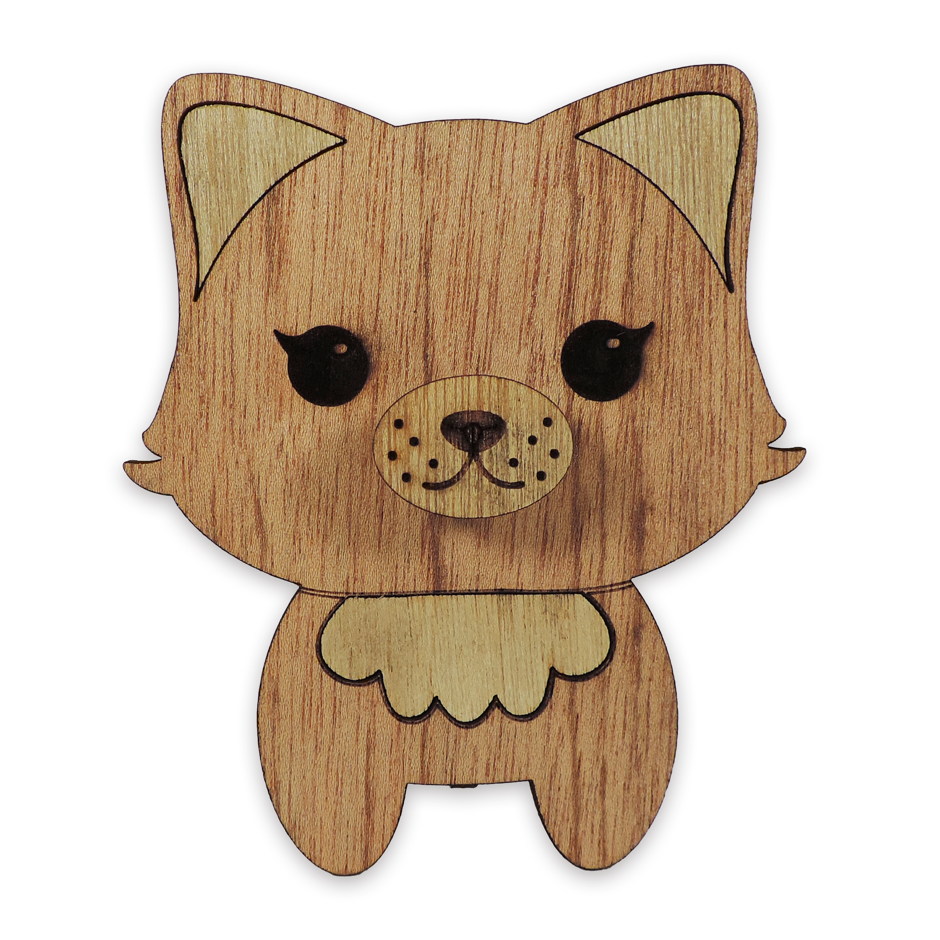 Laser-cut cat glasses holder, 5 mm plywood — cherry, blank (3.5 × 5 in)