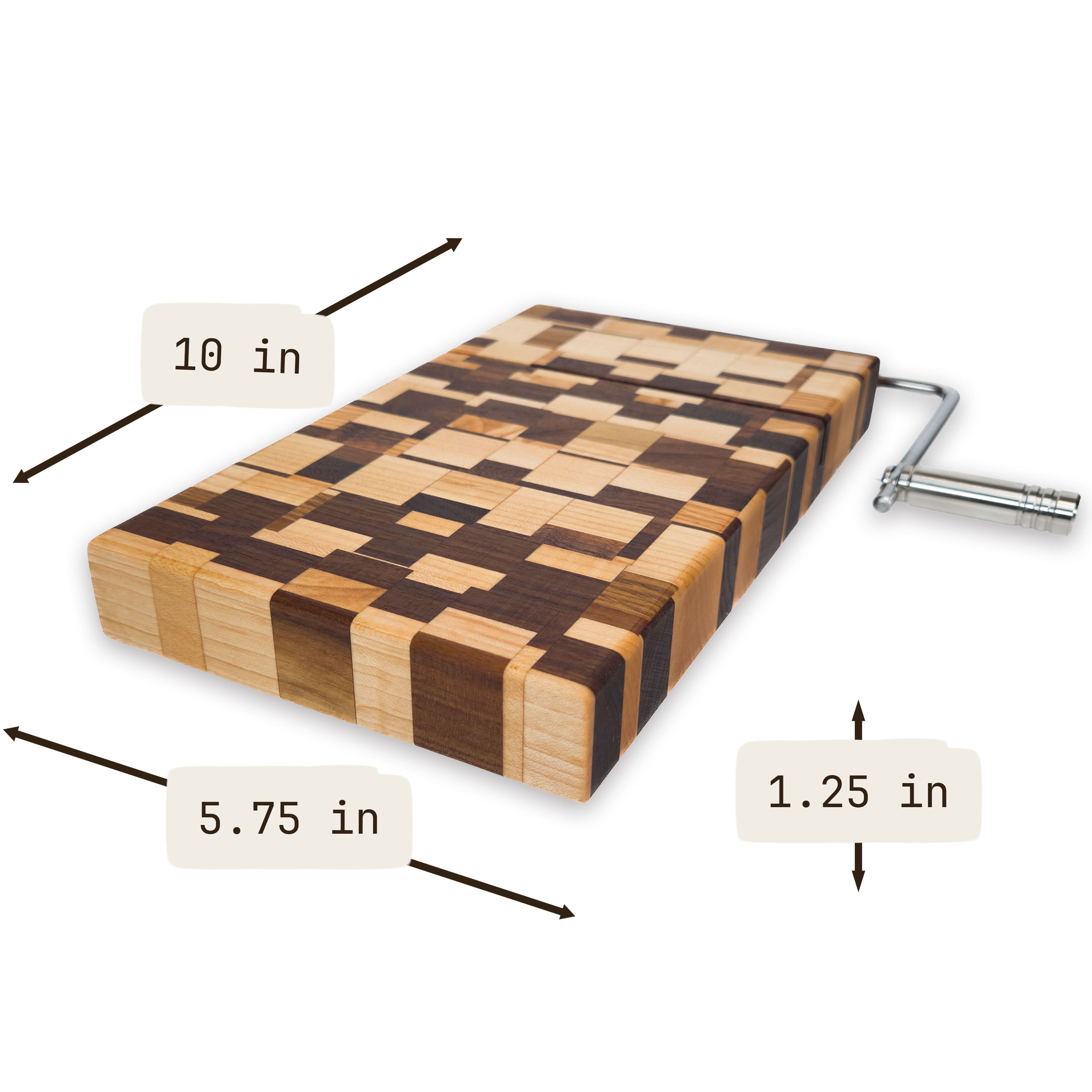 Edge grain maple & walnut cheese slicer board with wire cutter, oiled hardwood