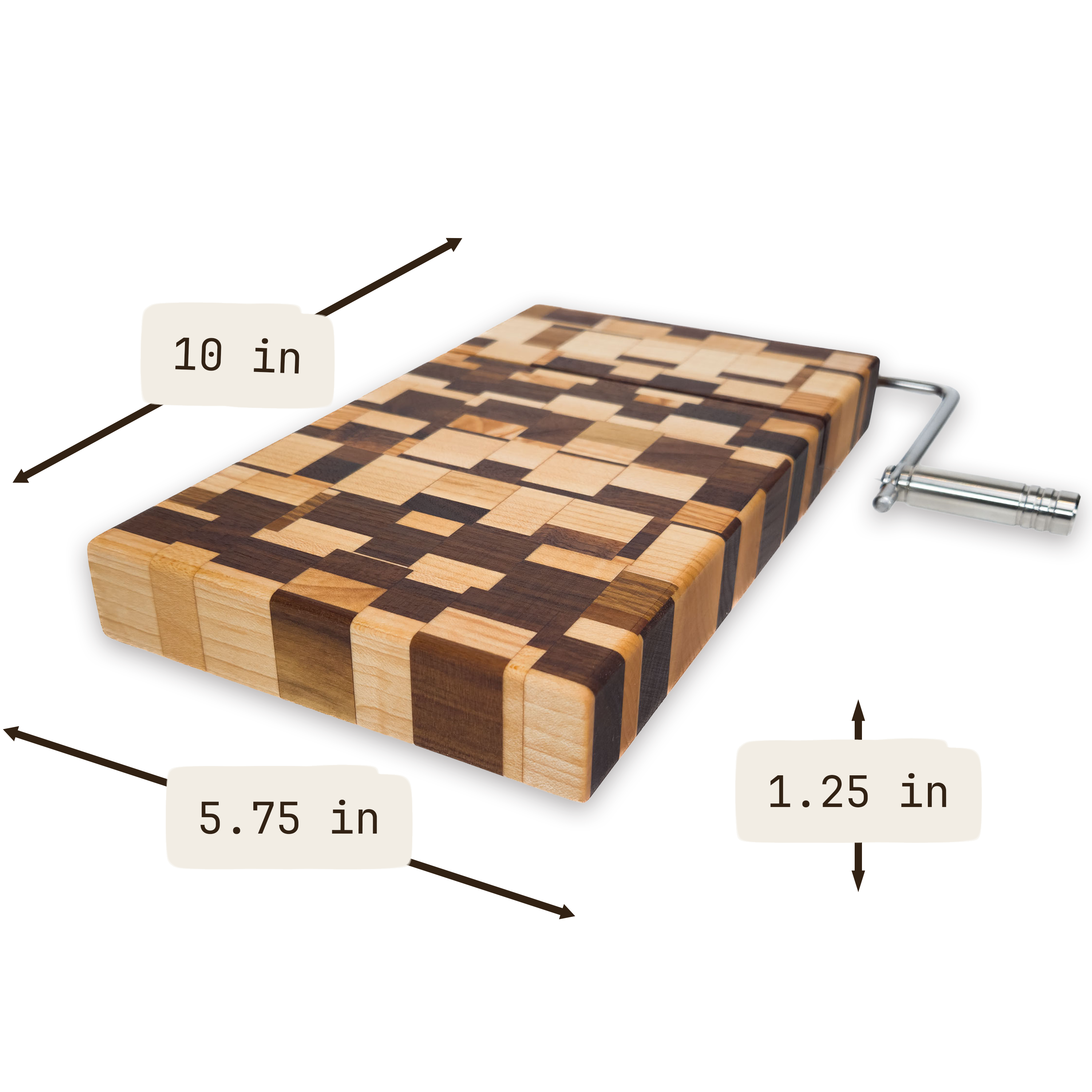 Edge grain maple & walnut cheese slicer board with wire cutter, oiled hardwood