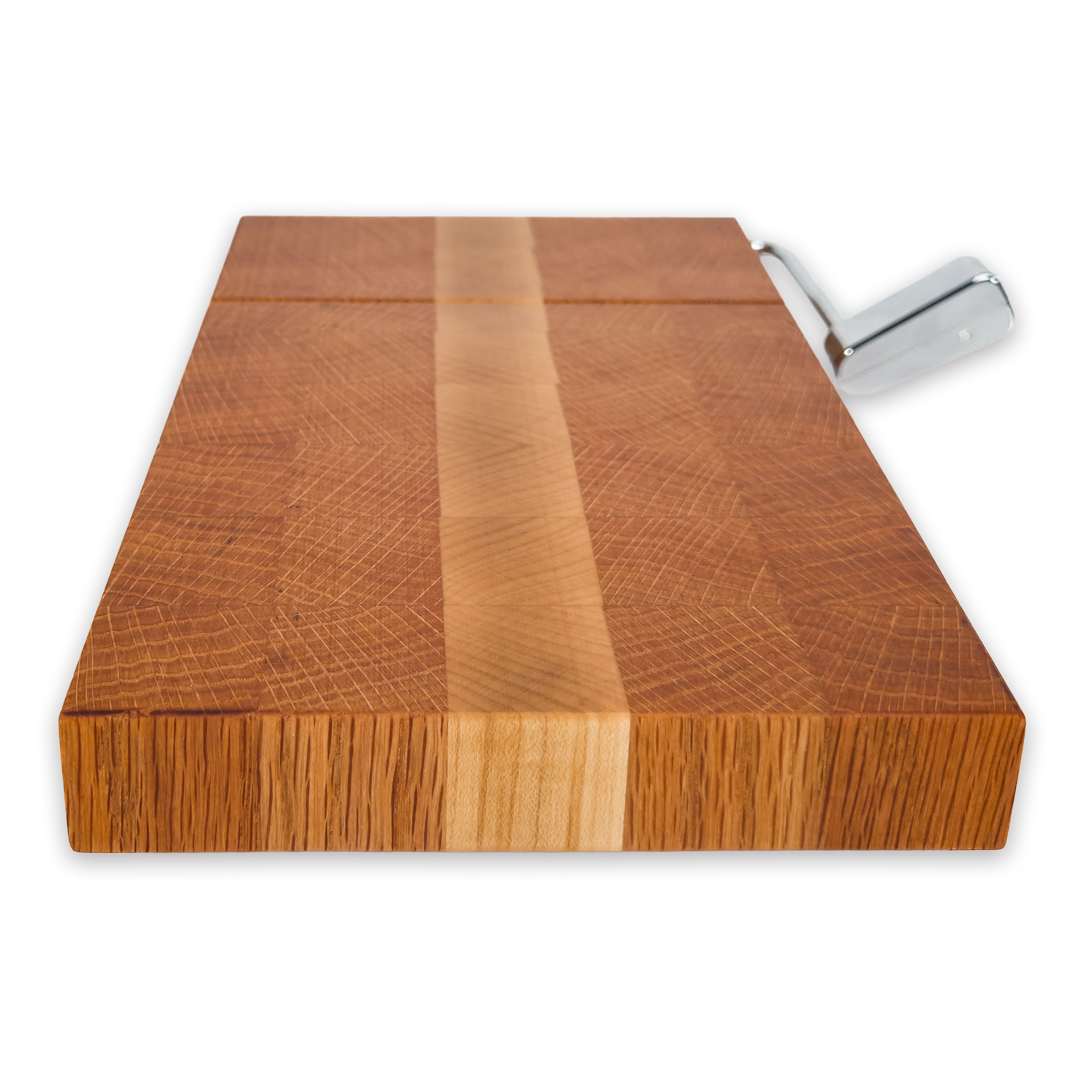End grain oak & maple cheese slicer board with wire cutter, oiled hardwood