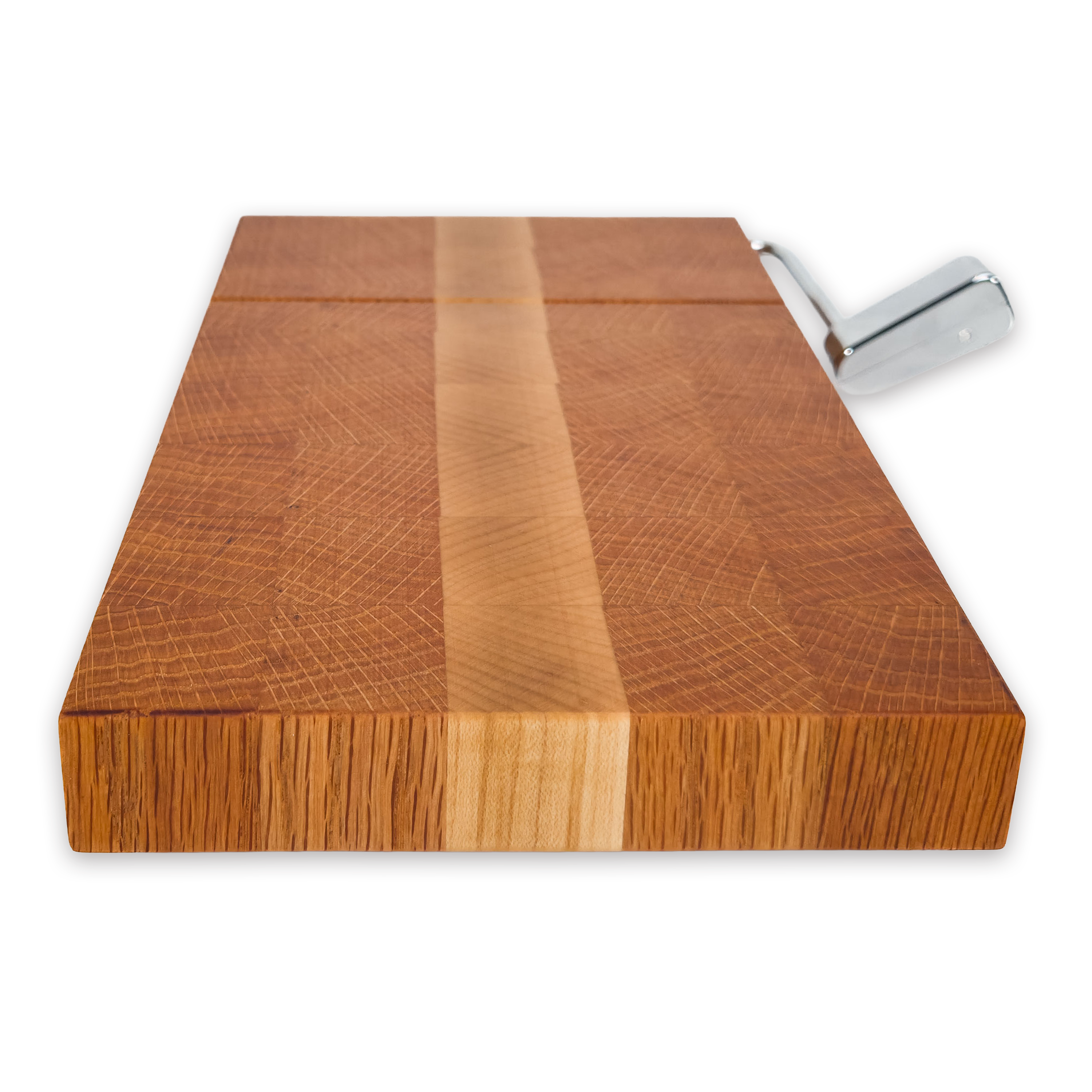 End grain oak & maple cheese slicer board with wire cutter, oiled hardwood