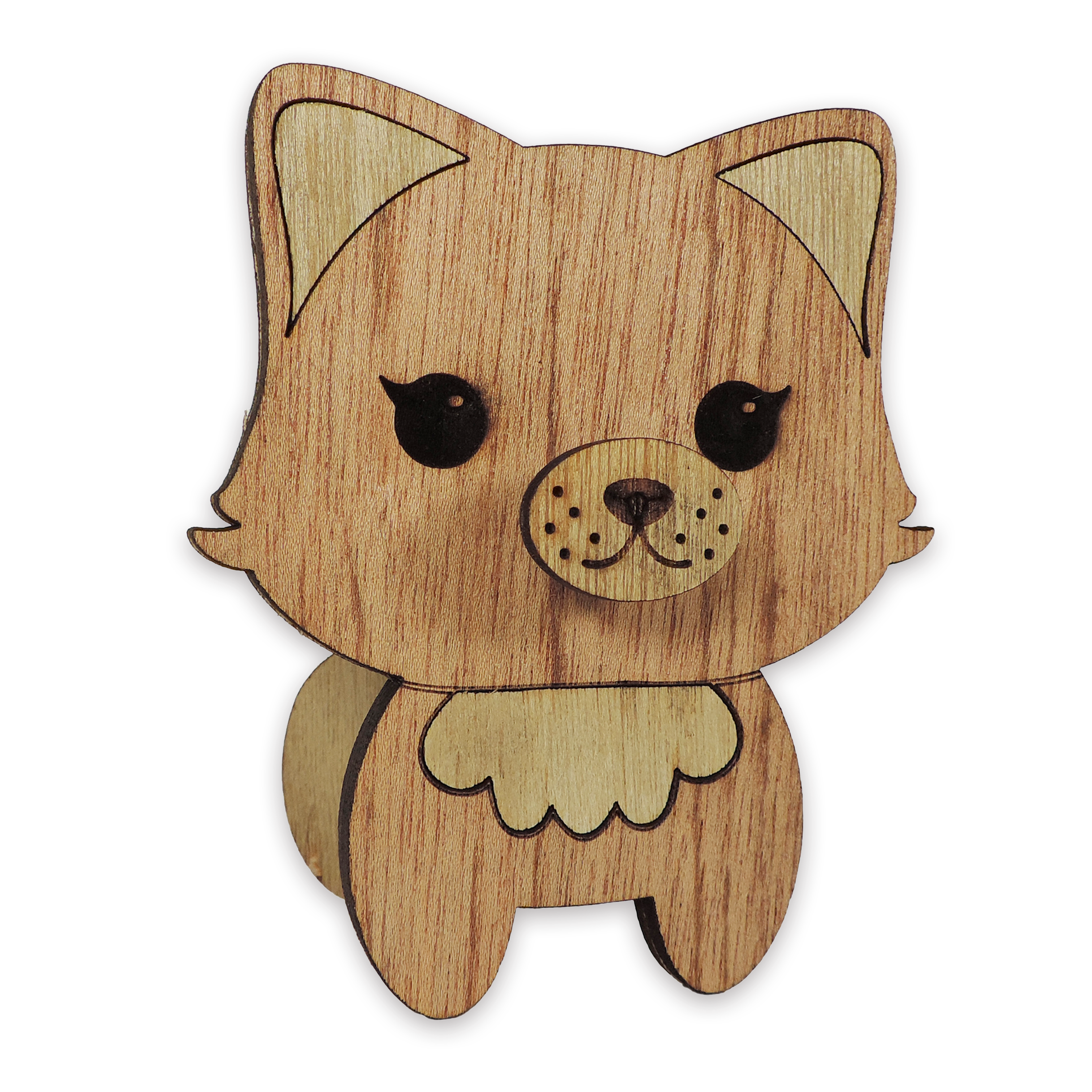 Laser-cut cat glasses holder, 5 mm plywood — cherry, blank (3.5 × 5 in)