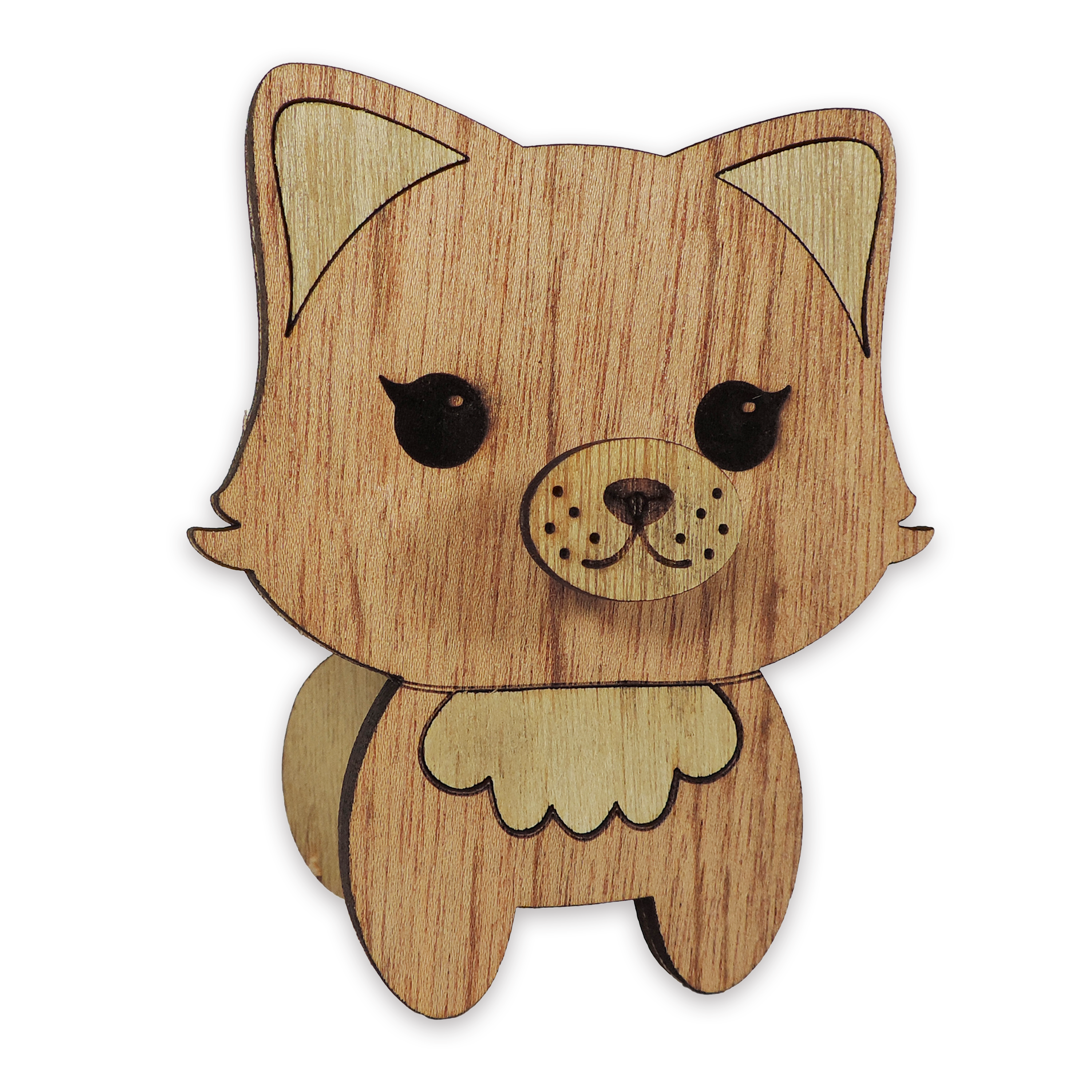 Laser-cut cat glasses holder, 5 mm plywood — cherry, blank (3.5 × 5 in)