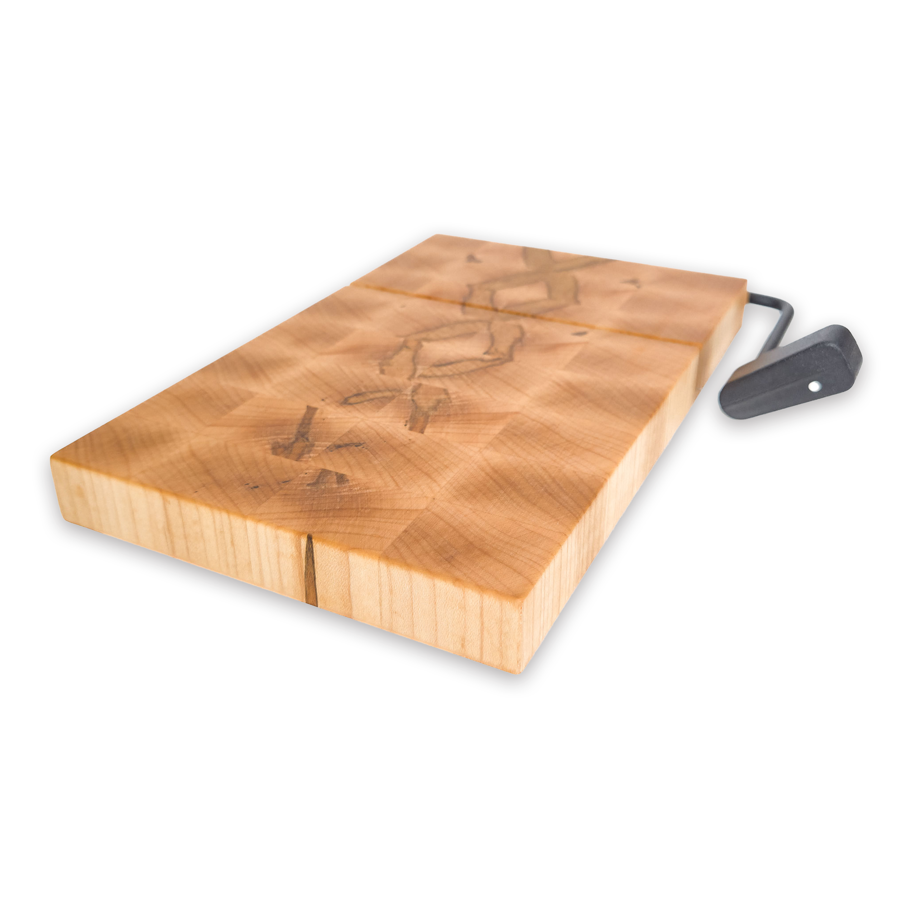 End grain spalted maple cheese slicer board with wire cutter, oiled hardwood