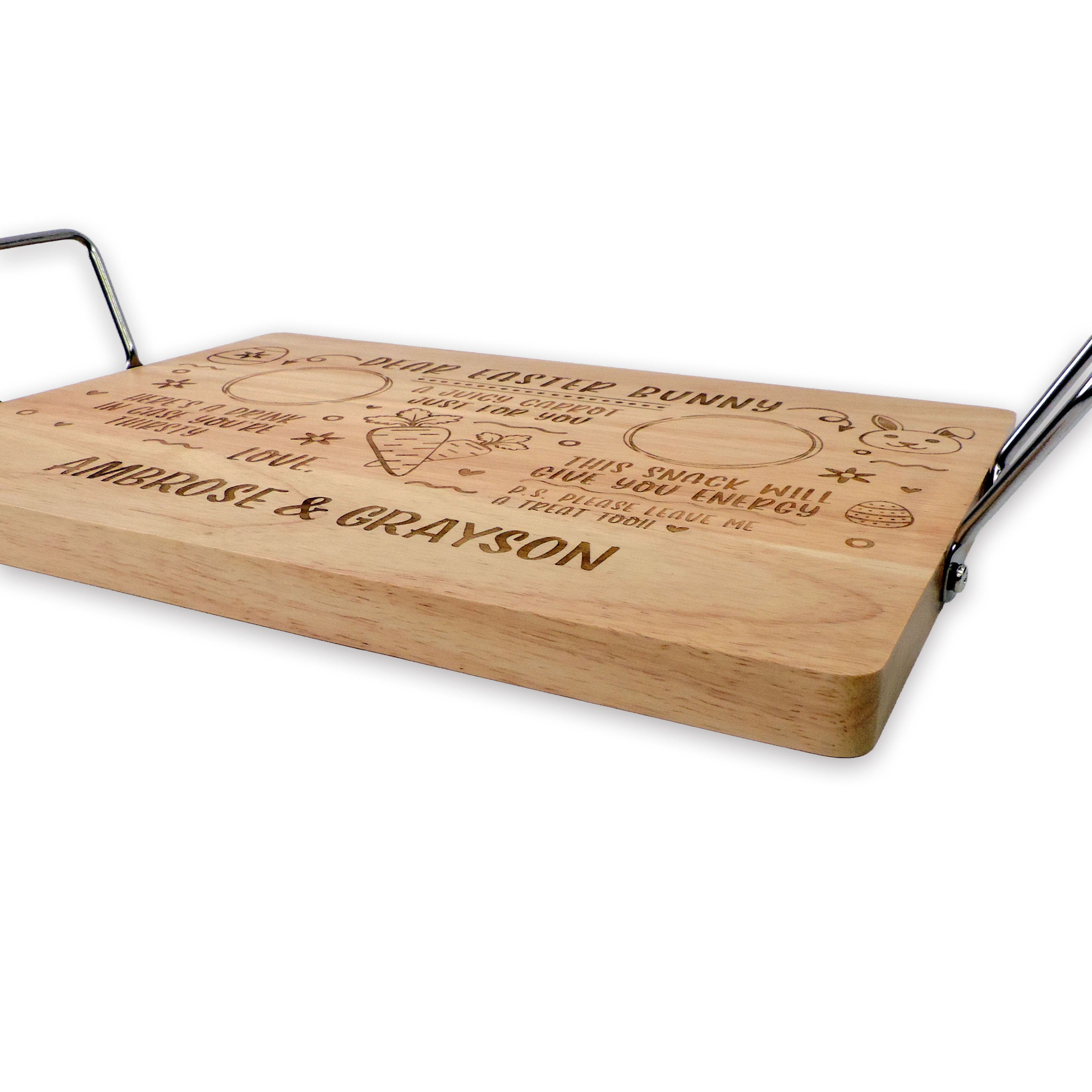 Custom engraved Easter Bunny serving tray, maple
