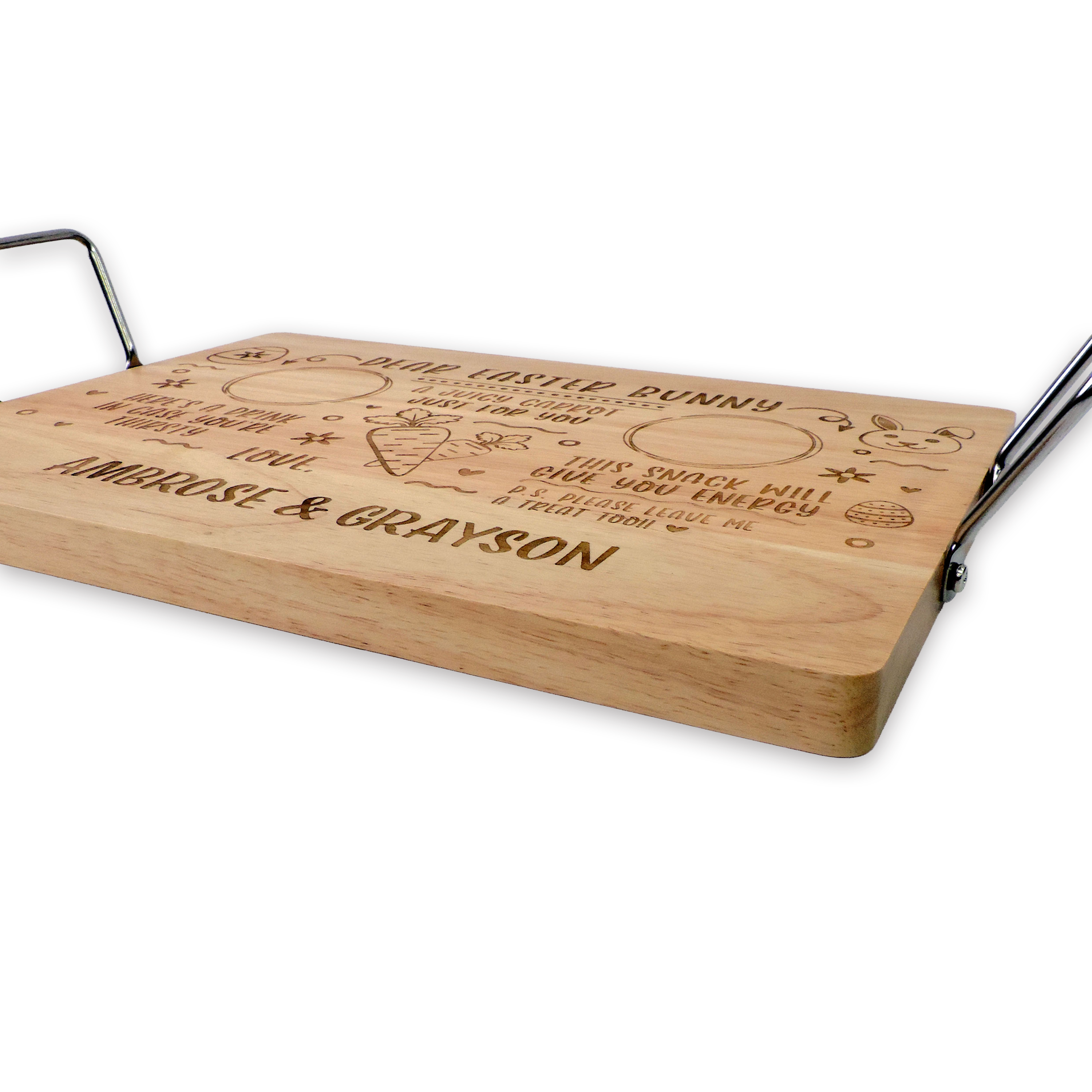 Custom engraved Easter Bunny serving tray, maple