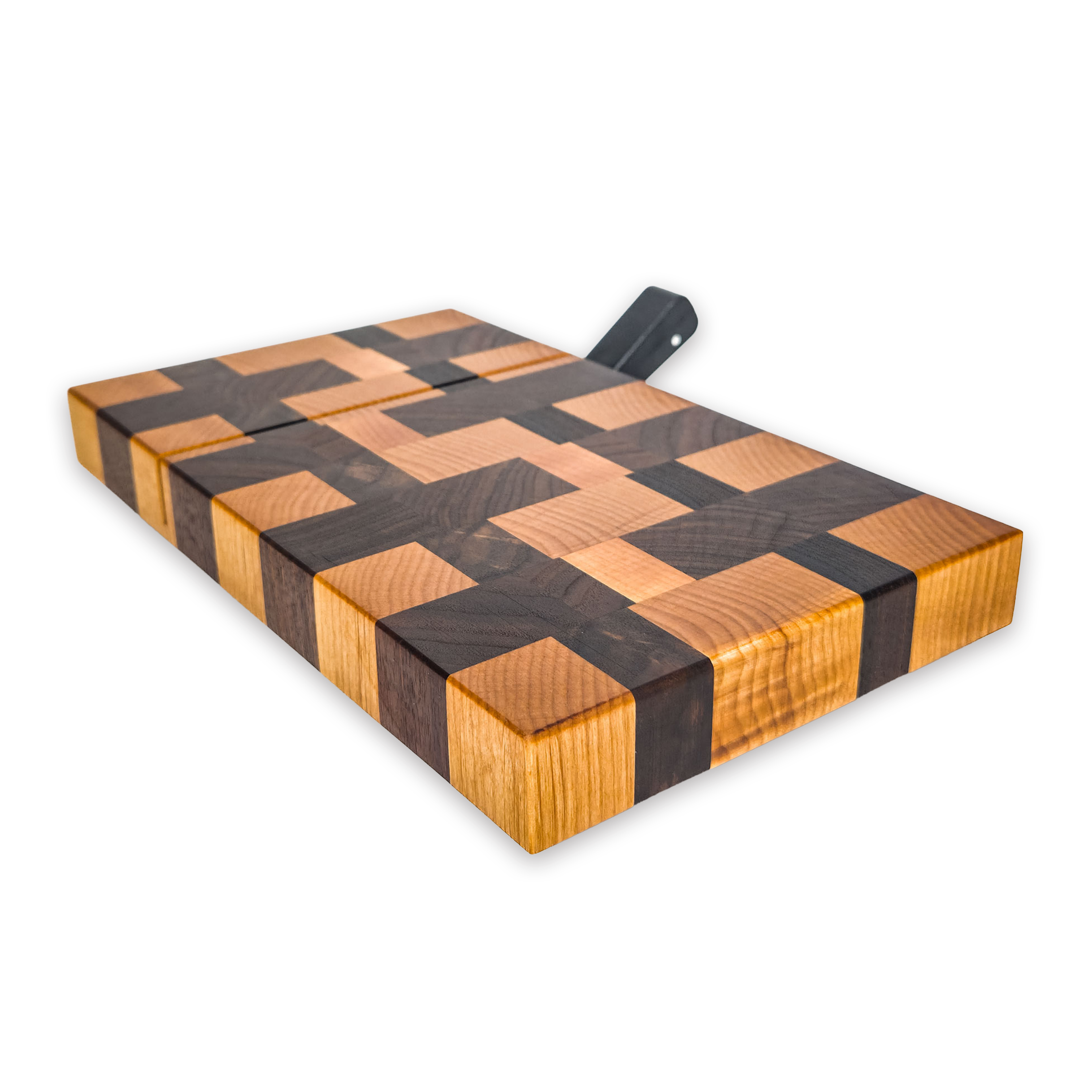 End grain maple & walnut cheese slicer board with wire cutter, oiled hardwood