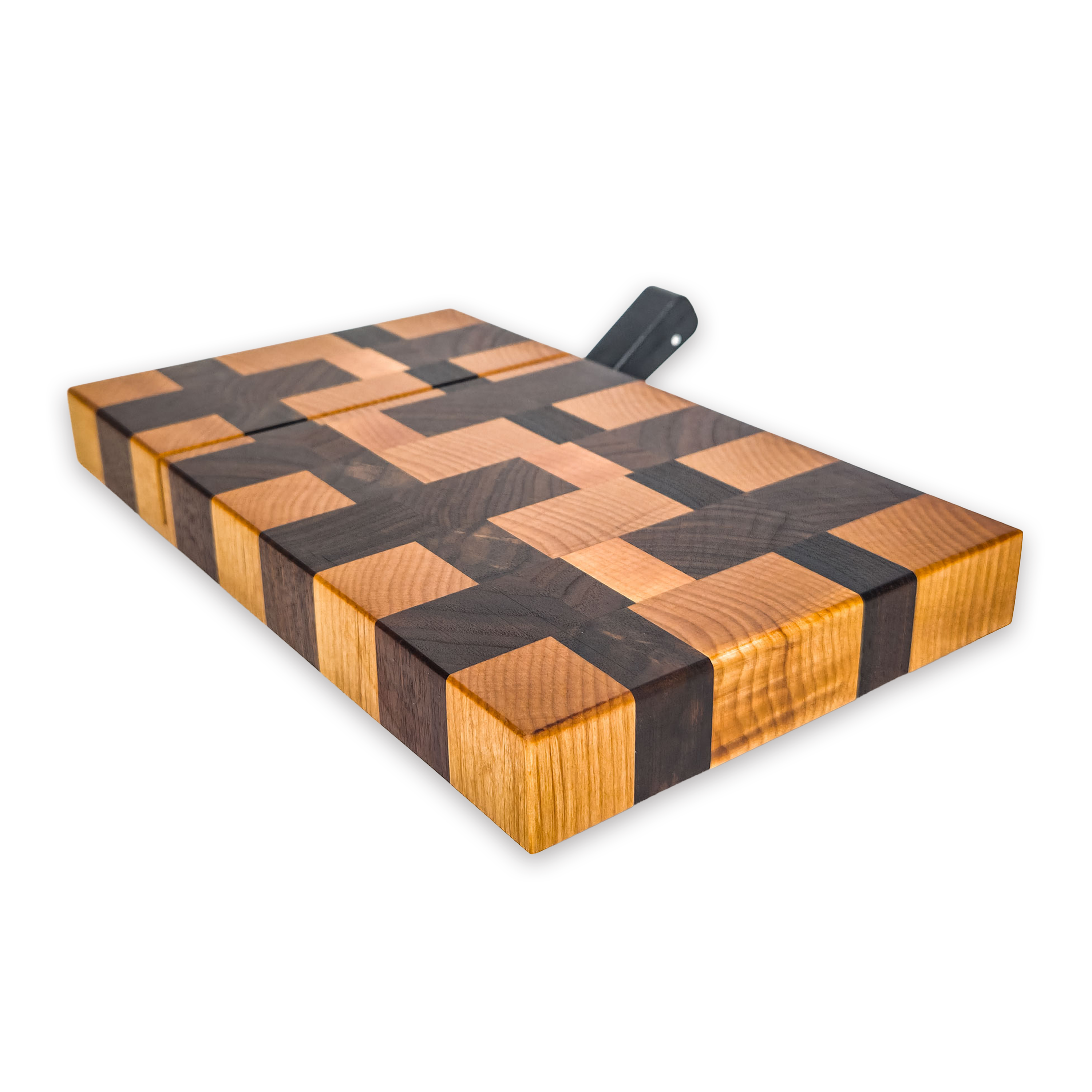 End grain maple & walnut cheese slicer board with wire cutter, oiled hardwood