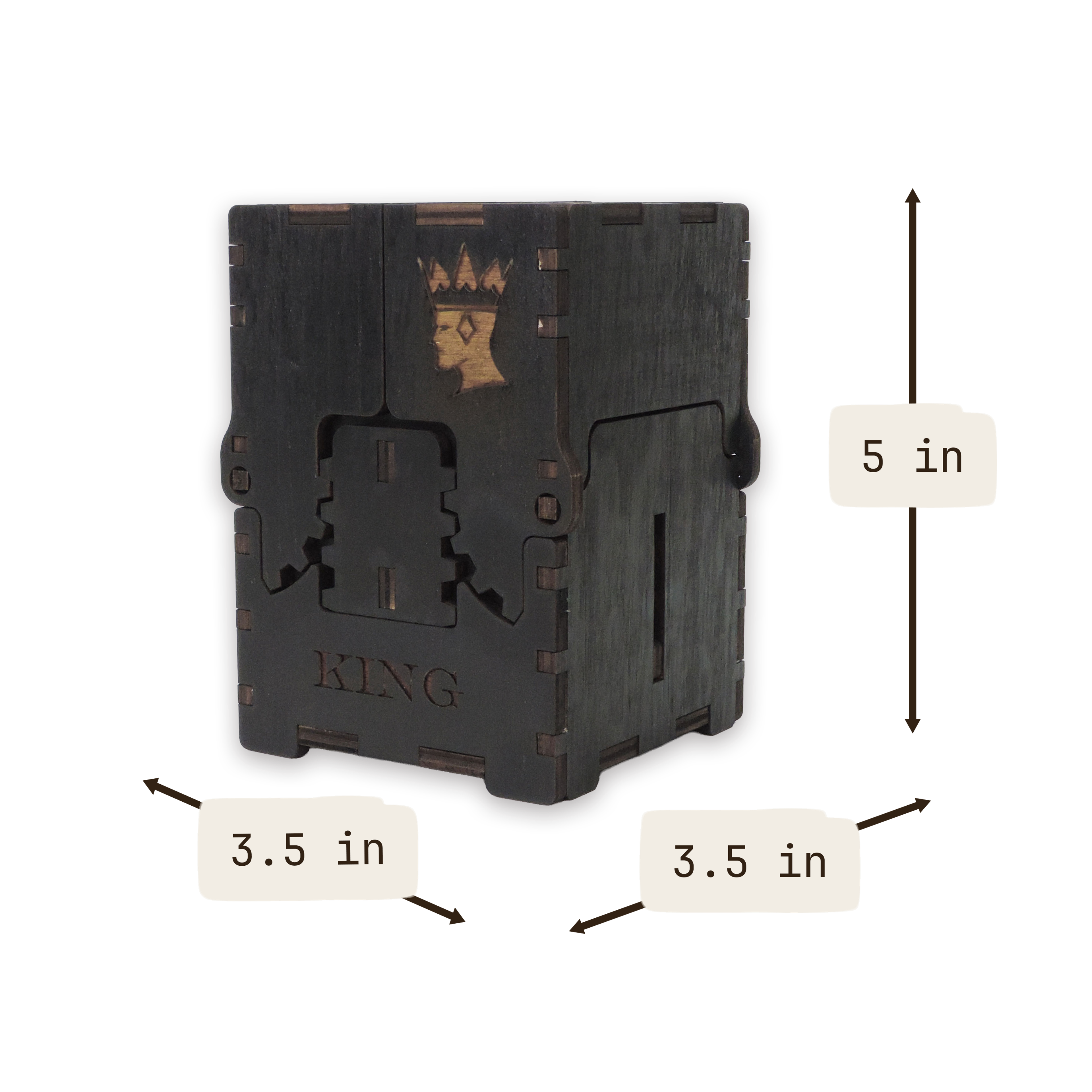 Laser-cut king diamond box, black-painted birch plywood — small (3.5 × 5 in)