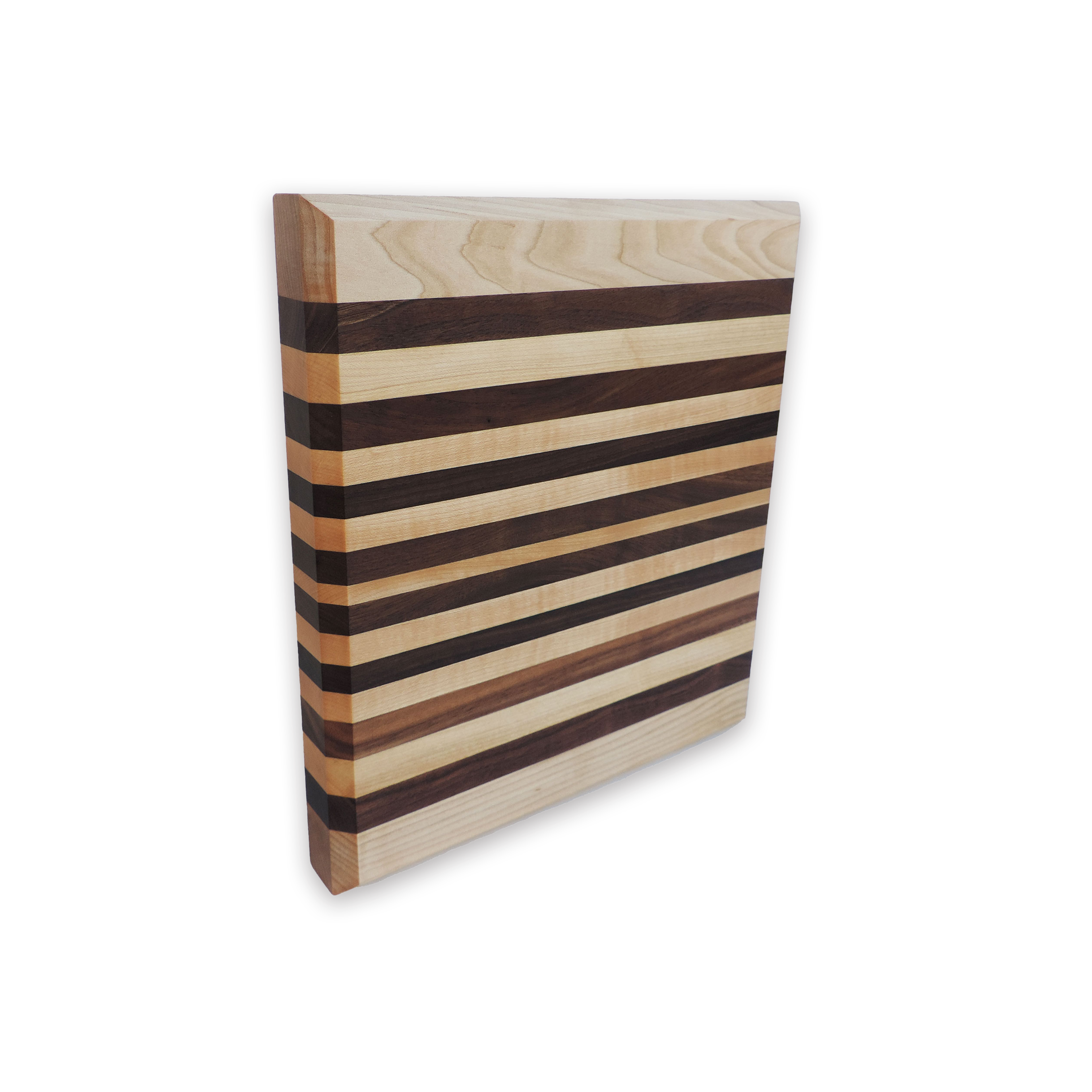 Edge grain walnut & curly maple cutting board, oiled hardwood