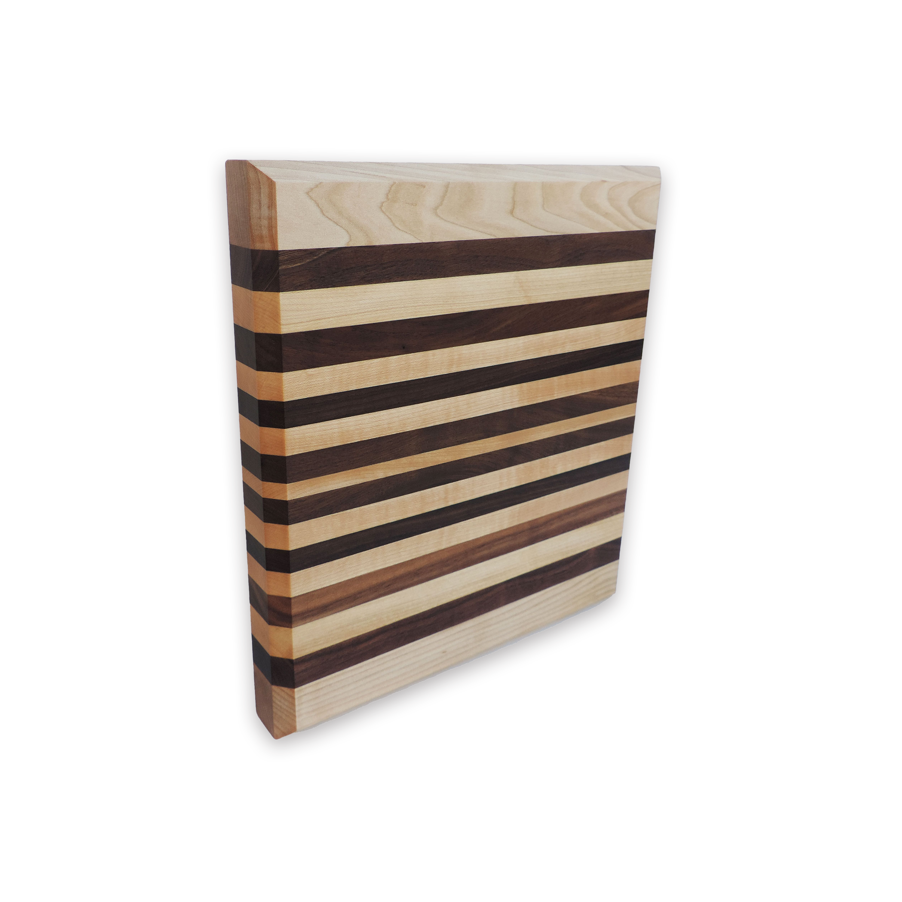 Edge grain walnut & curly maple cutting board, oiled hardwood