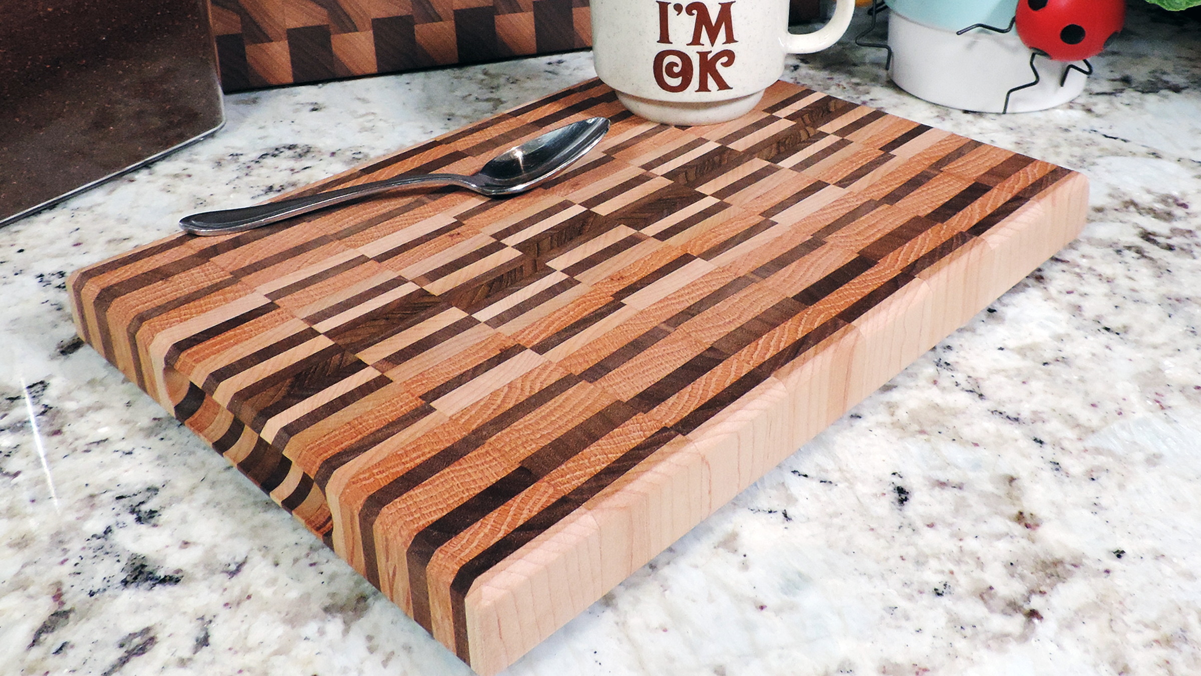 End grain walnut, maple & white oak cutting board, oiled hardwood