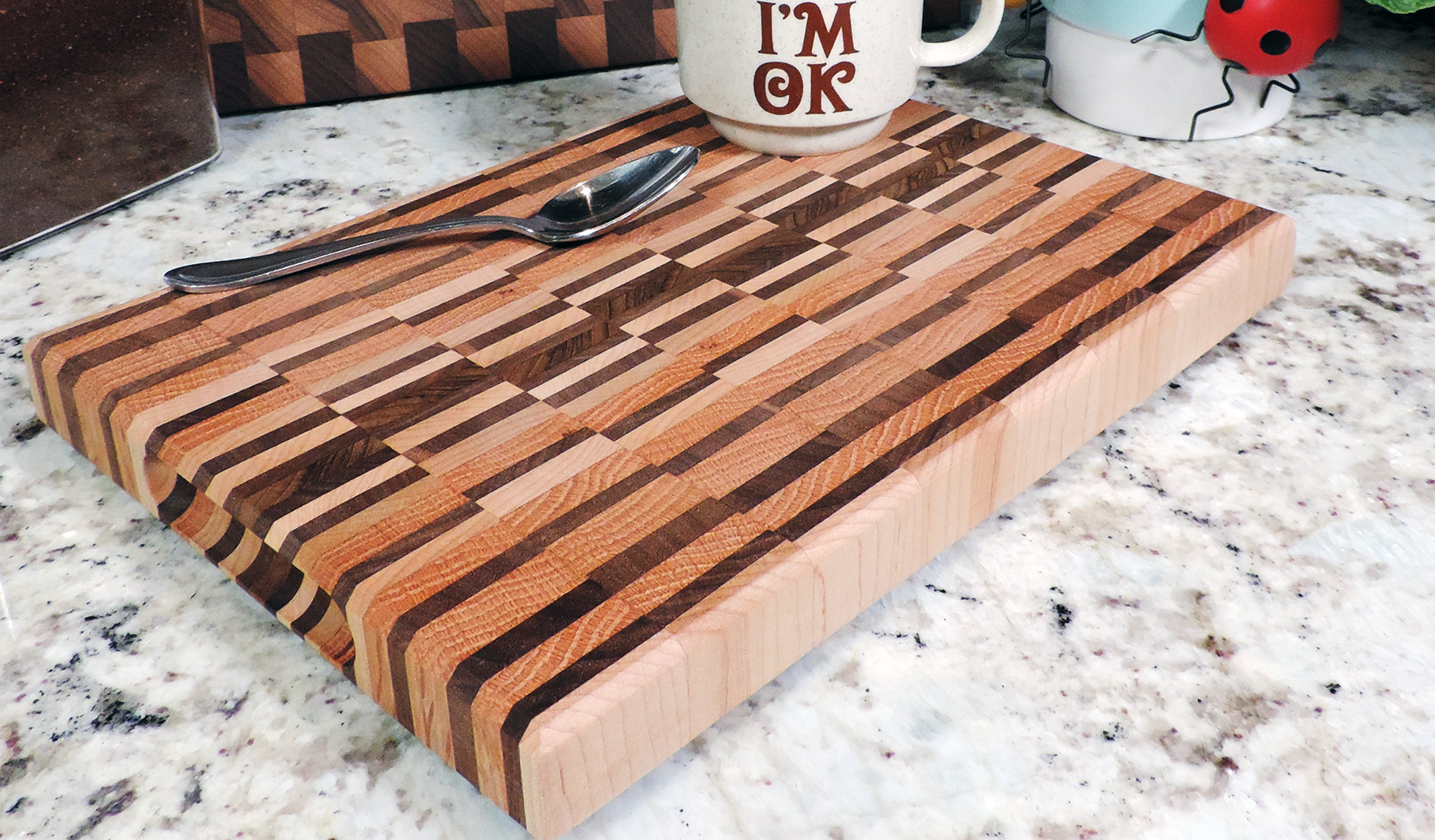 End grain walnut, maple & white oak cutting board, oiled hardwood