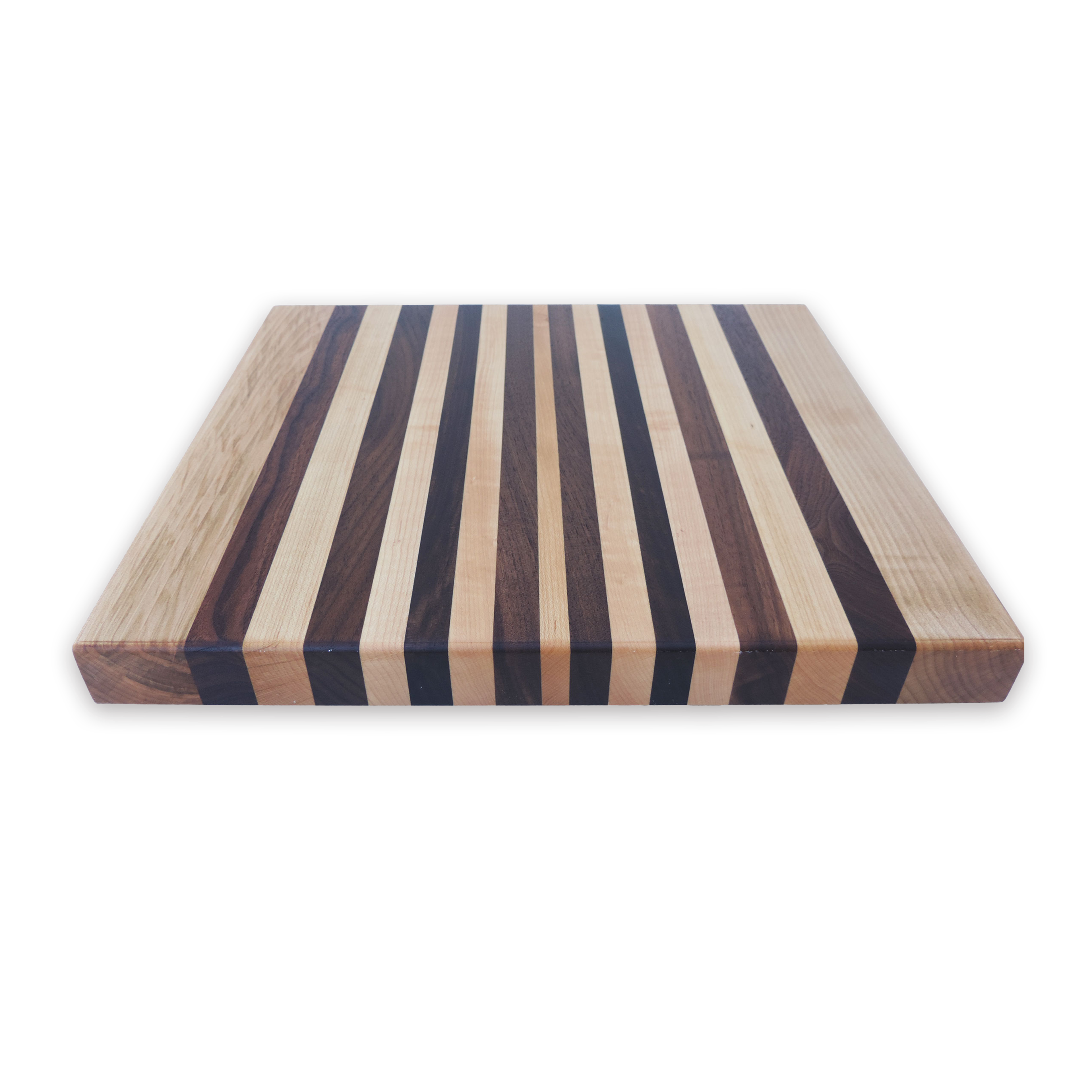 Edge grain walnut & curly maple cutting board, oiled hardwood
