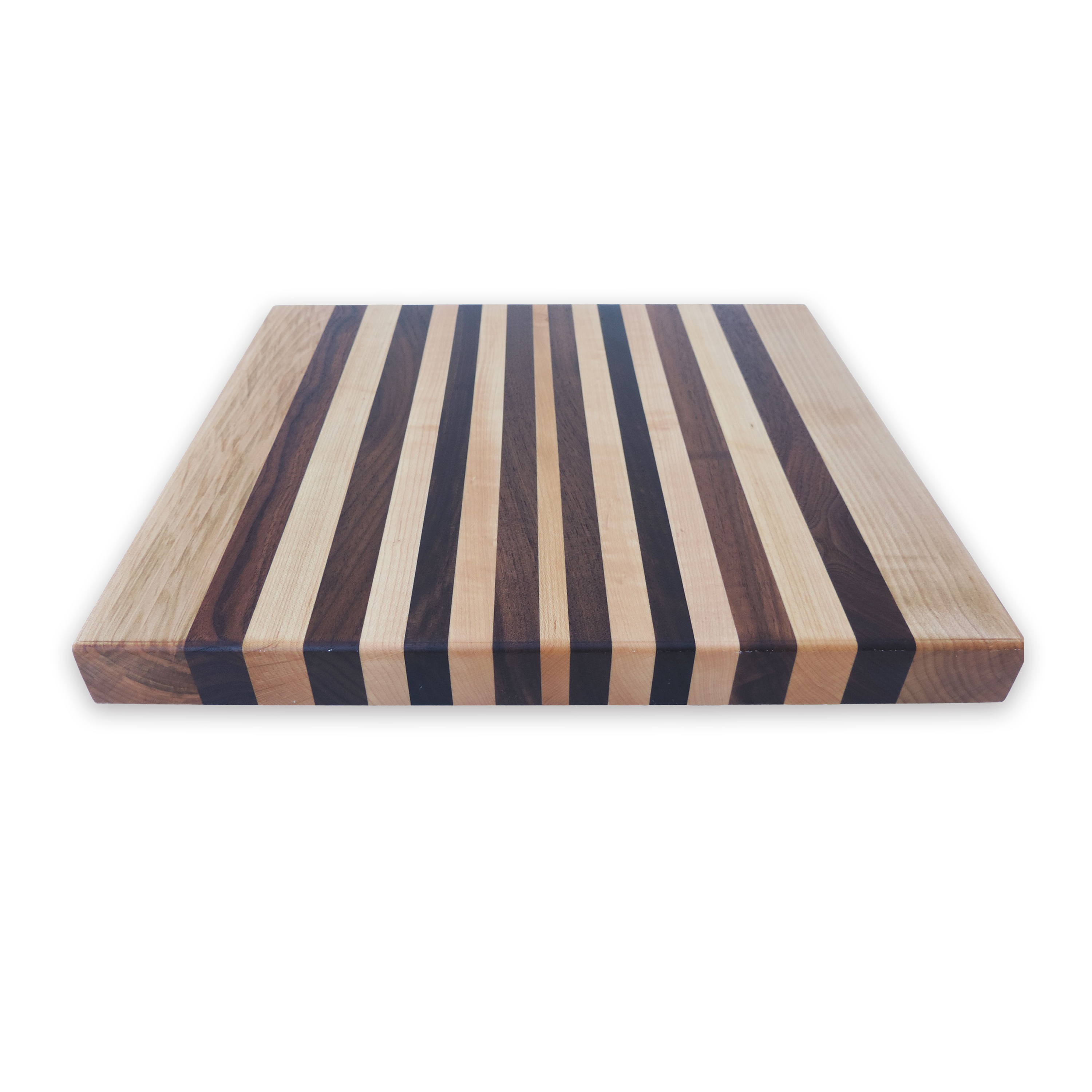 Edge grain walnut & curly maple cutting board, oiled hardwood