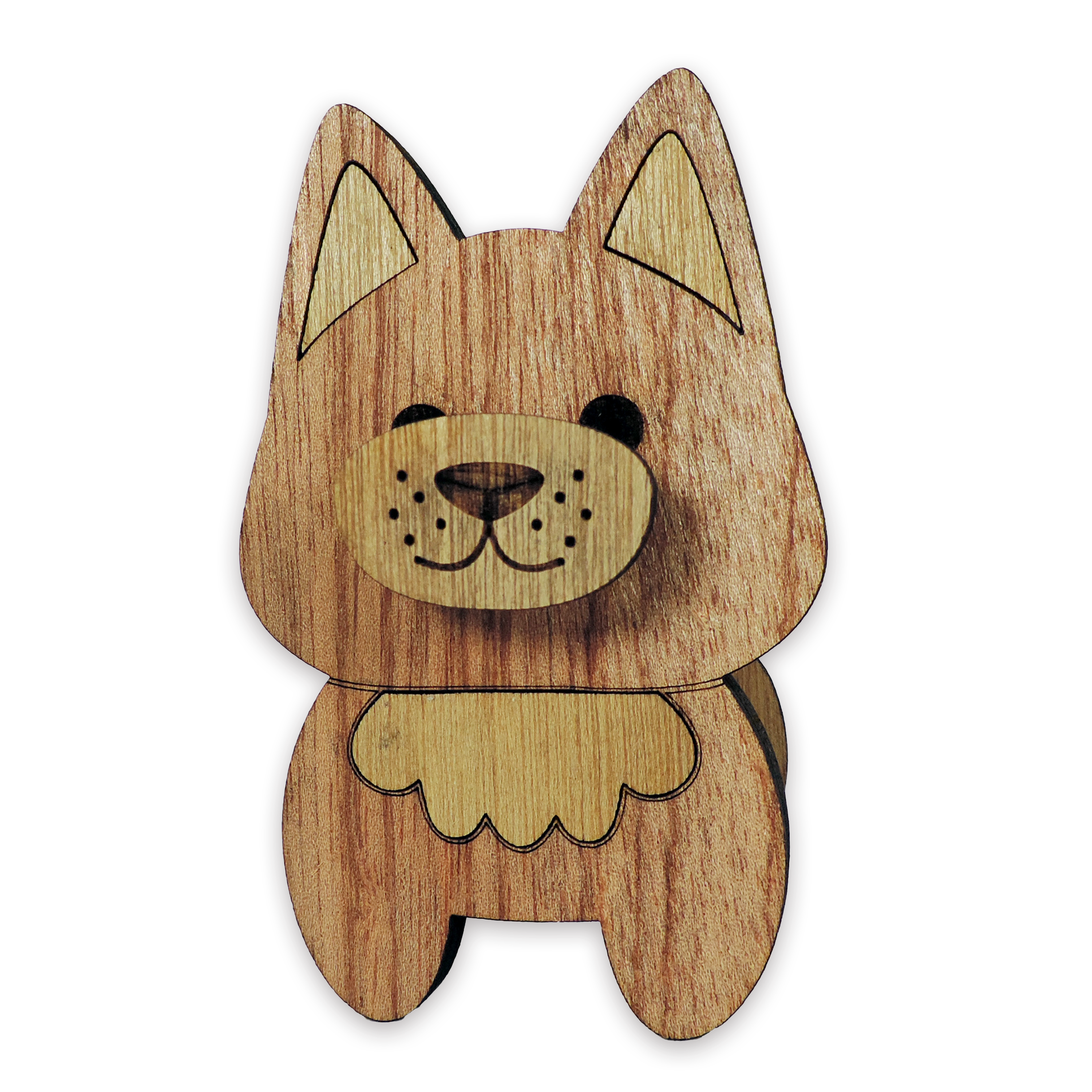 Laser-cut fox glasses holder, 5 mm plywood — cherry, blank (3.5 × 5 in)