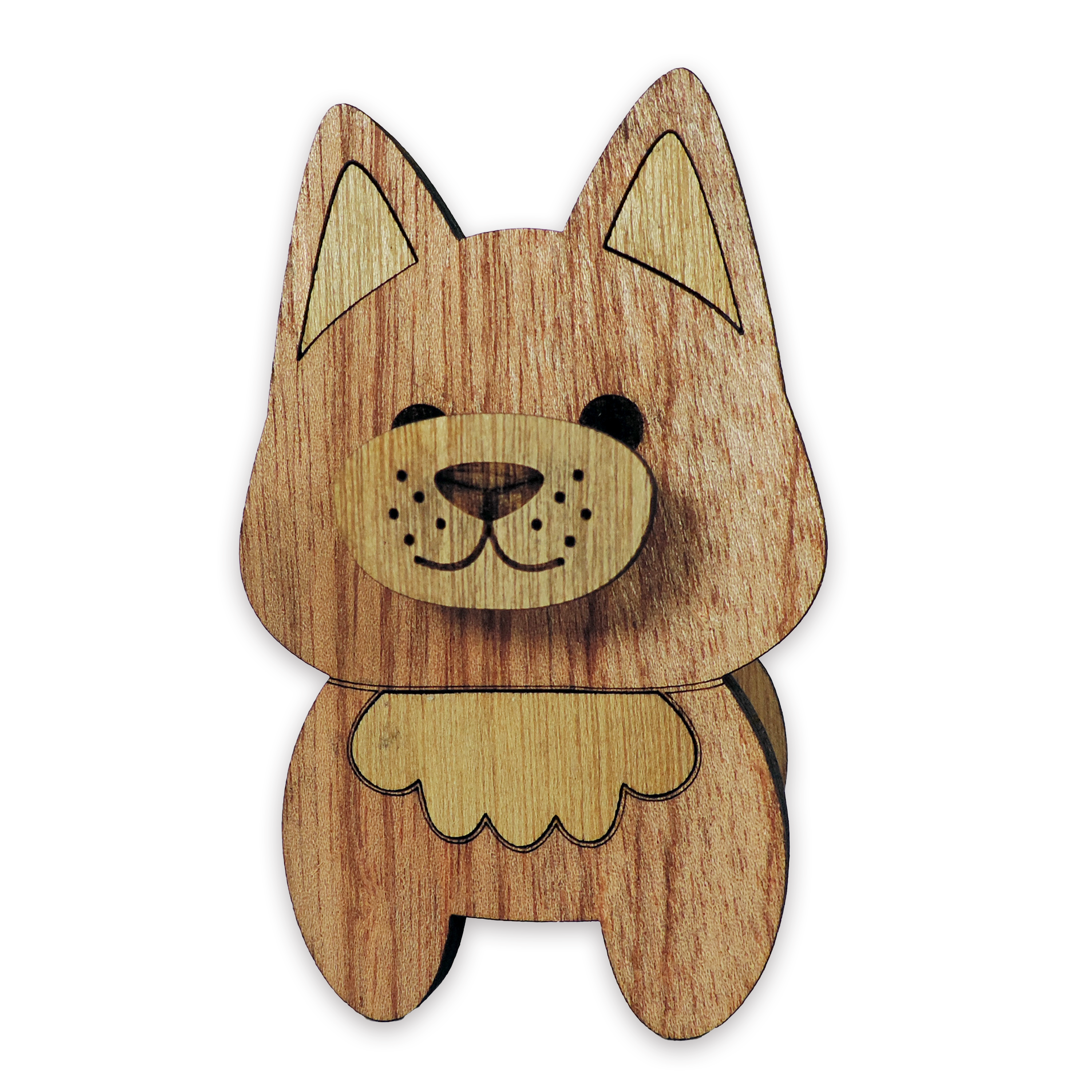 Laser-cut fox glasses holder, 5 mm plywood — cherry, blank (3.5 × 5 in)