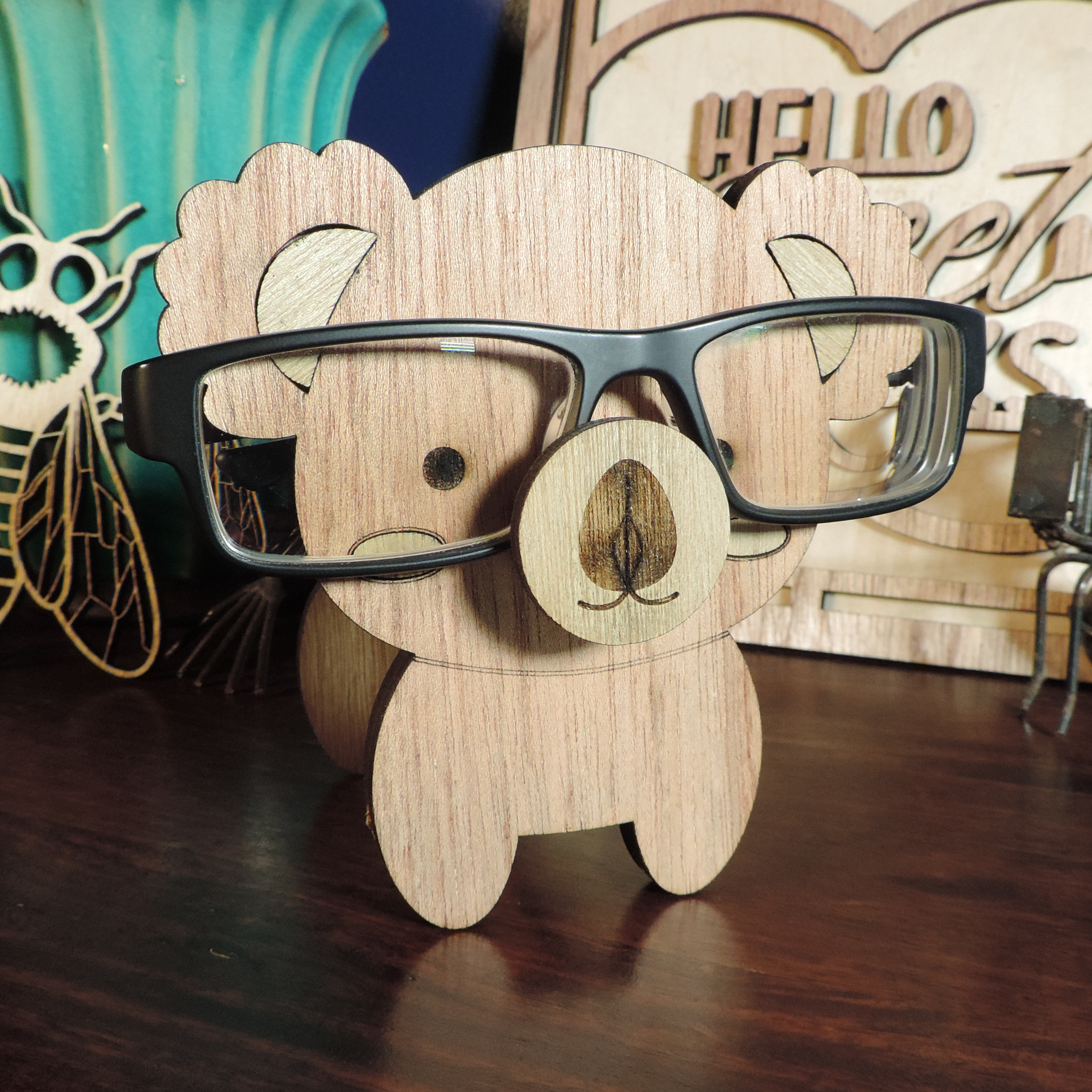Laser-cut koala glasses holder, 5 mm plywood