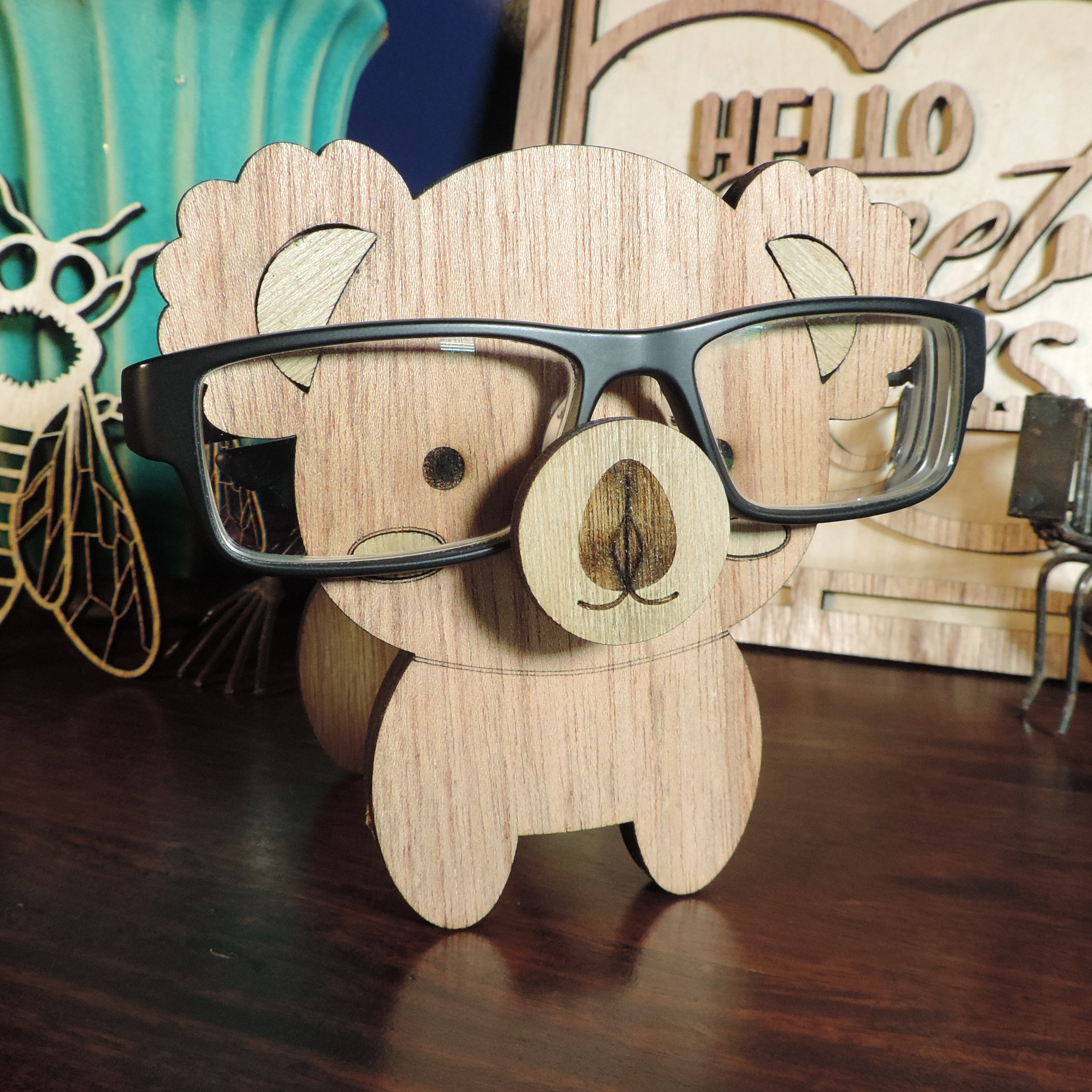 Laser-cut koala glasses holder, 5 mm plywood