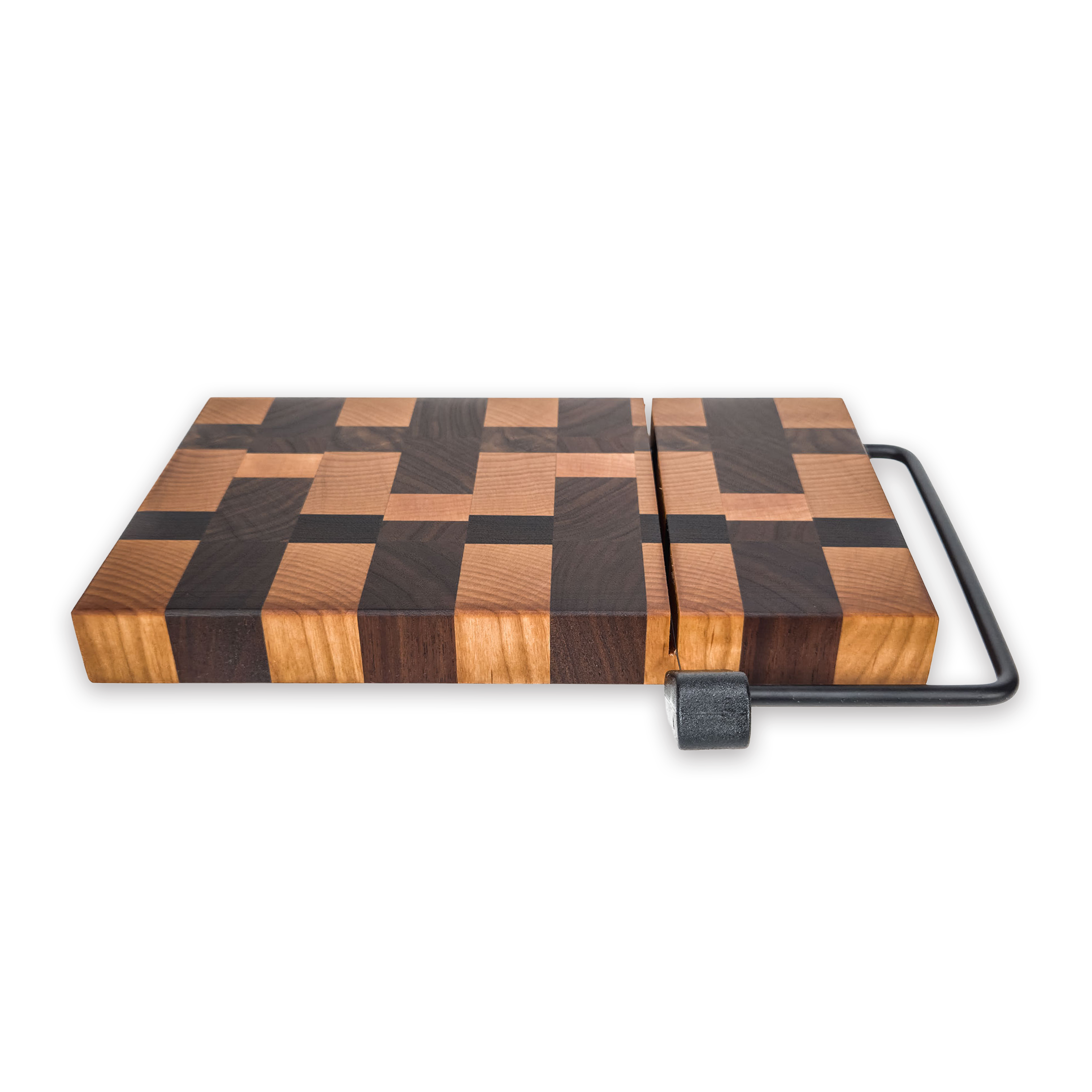 End grain maple & walnut cheese slicer board with wire cutter, oiled hardwood