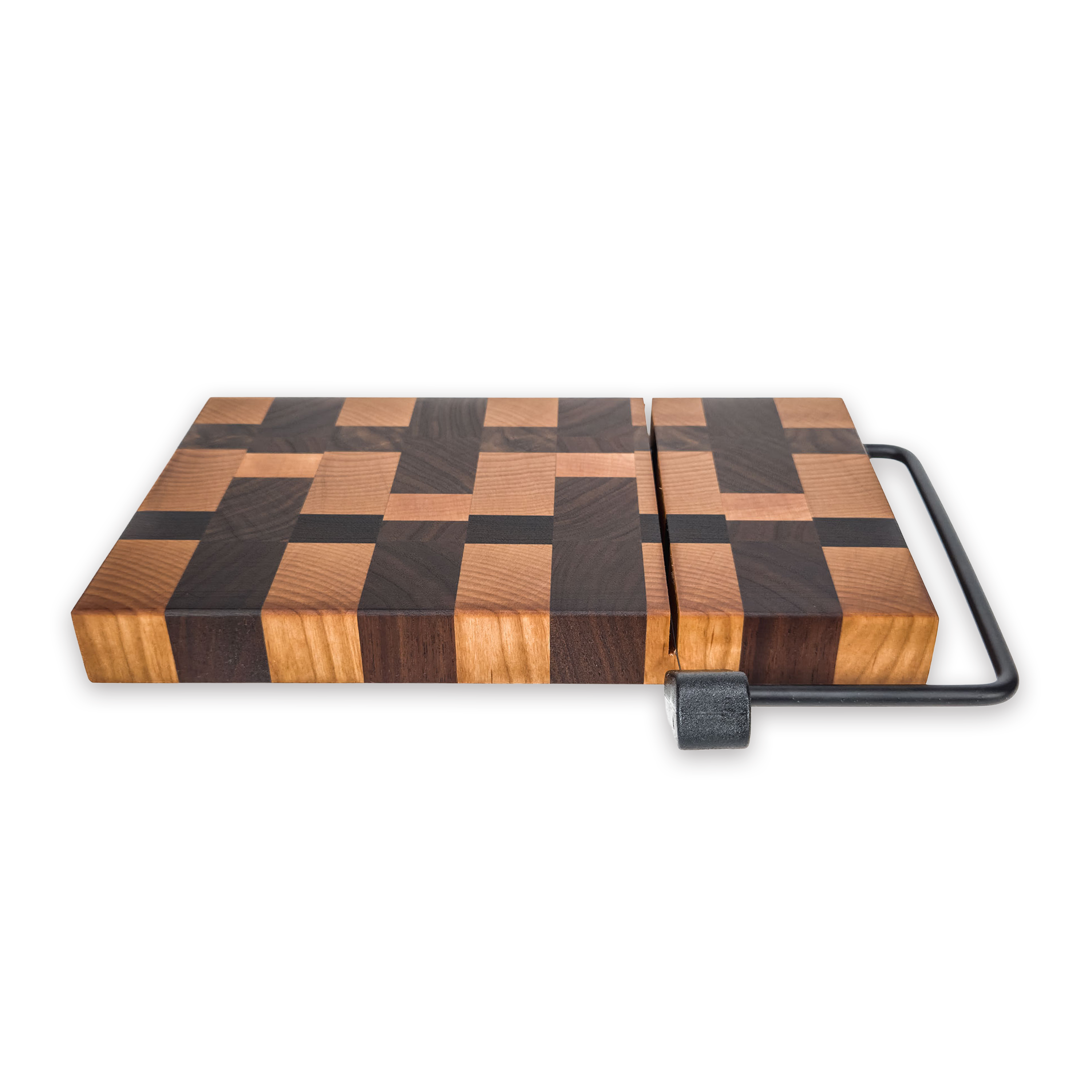 End grain maple & walnut cheese slicer board with wire cutter, oiled hardwood
