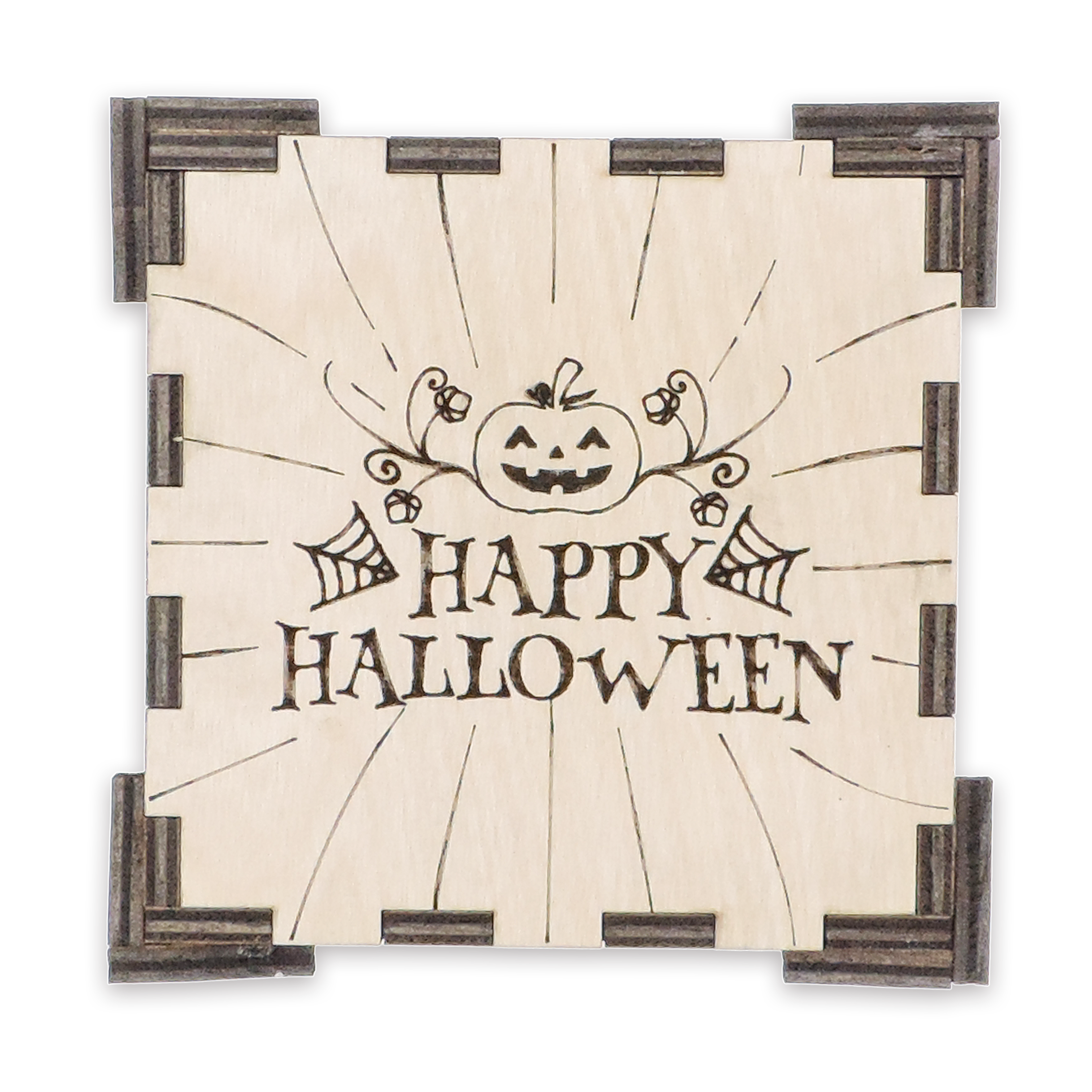 Laser-cut pumpkin candy holder, ¼ in cabinet-grade plywood