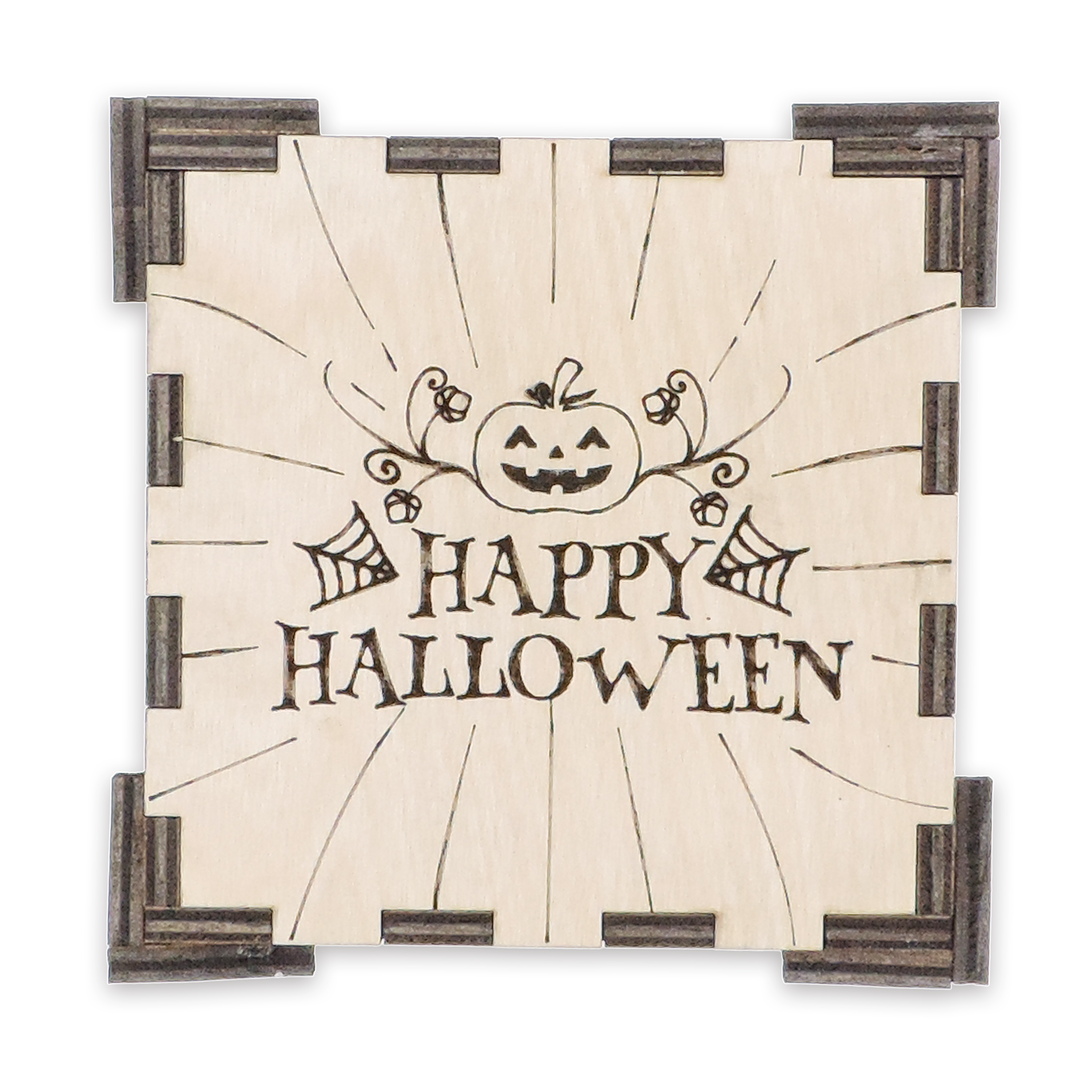 Laser-cut pumpkin candy holder, ¼ in cabinet-grade plywood