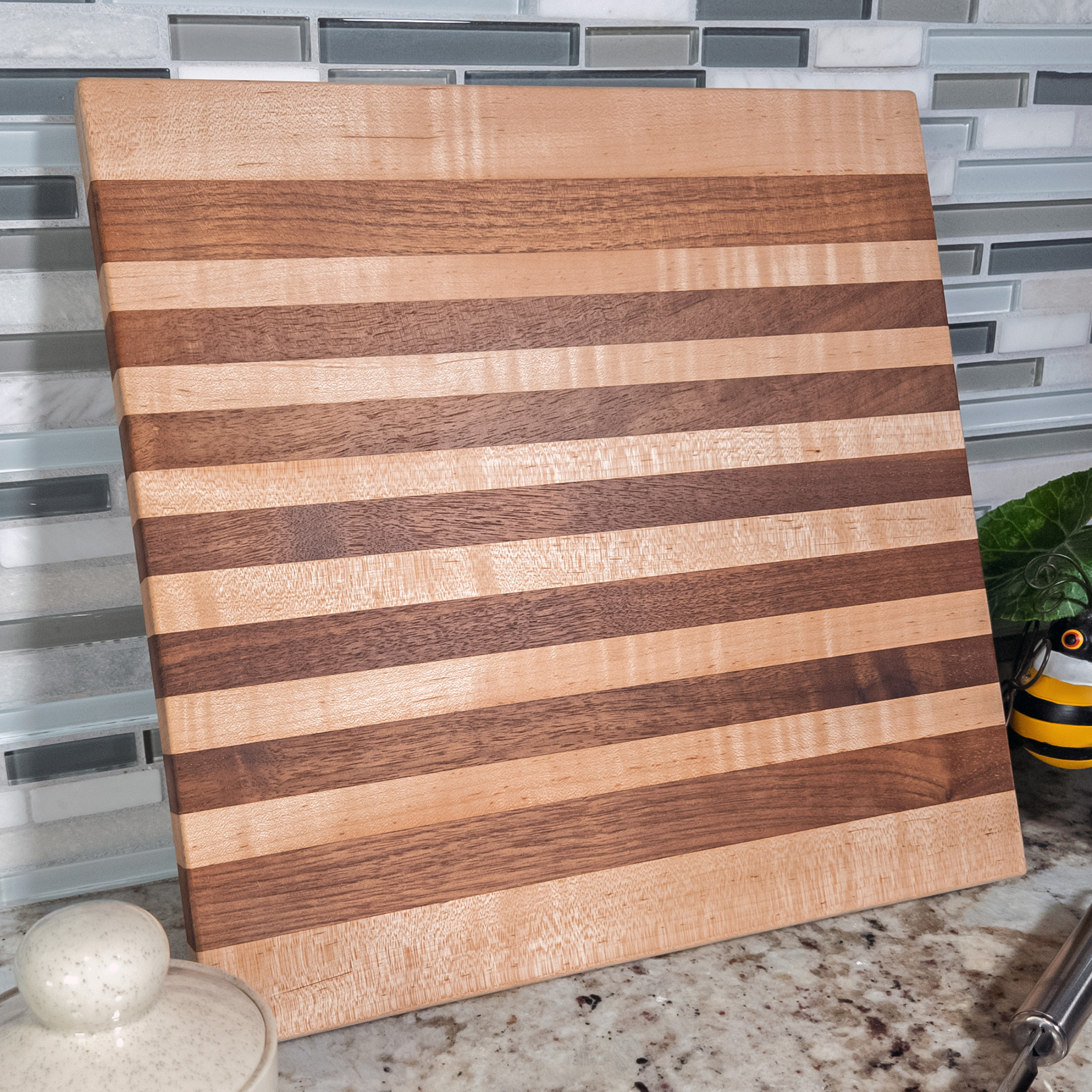 Edge grain walnut & maple cutting board, oiled hardwood