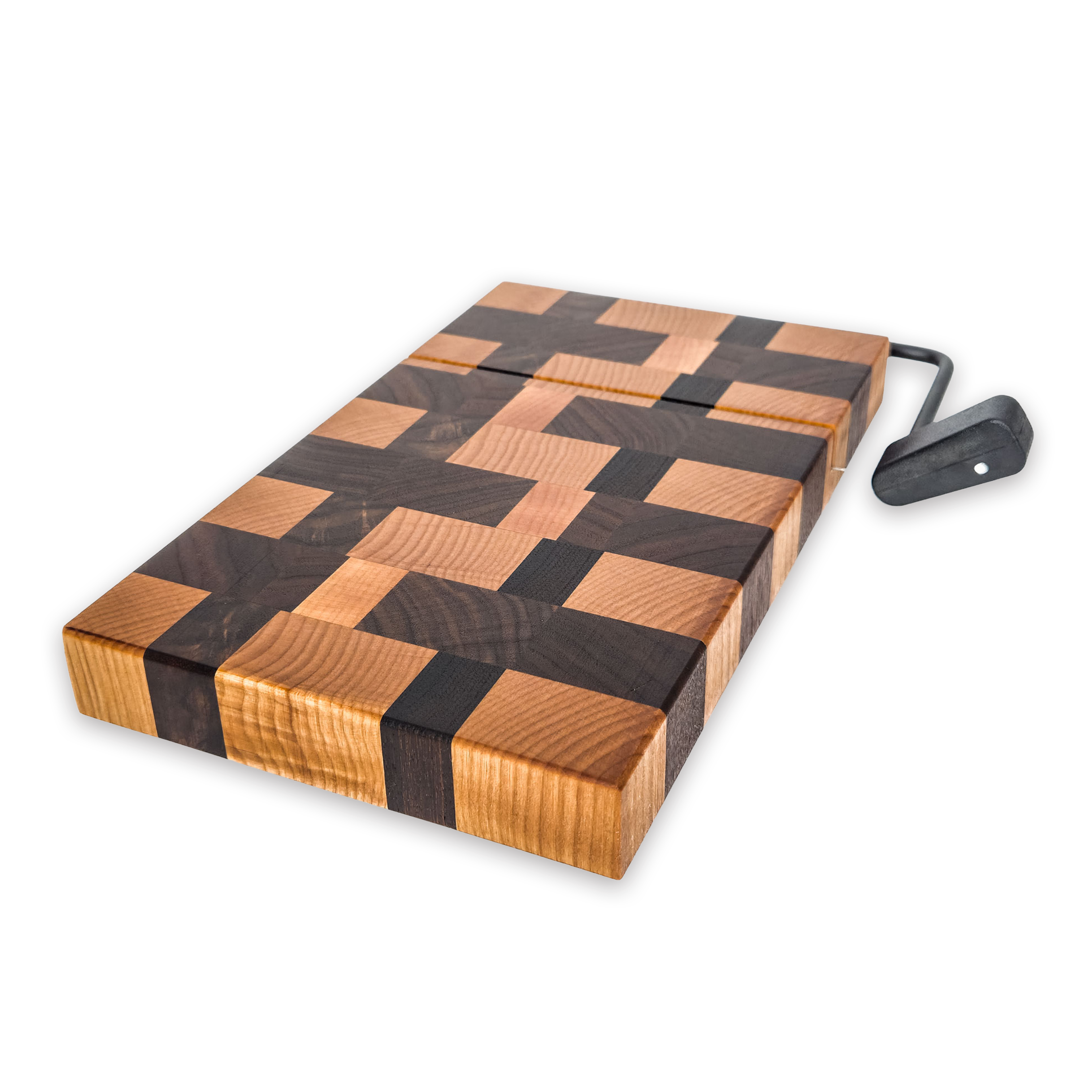 End grain maple & walnut cheese slicer board with wire cutter, oiled hardwood