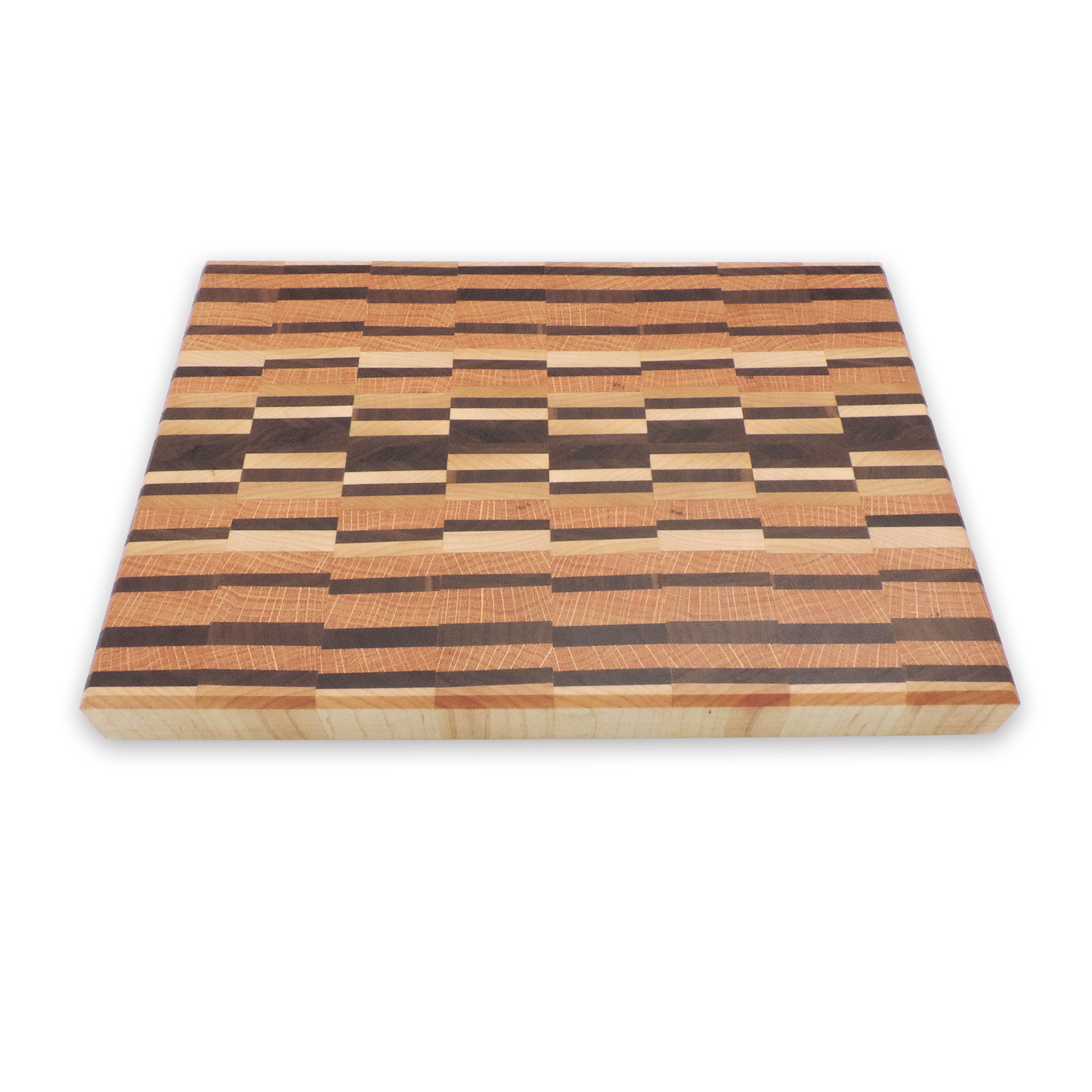 End grain walnut, maple & white oak cutting board, oiled hardwood