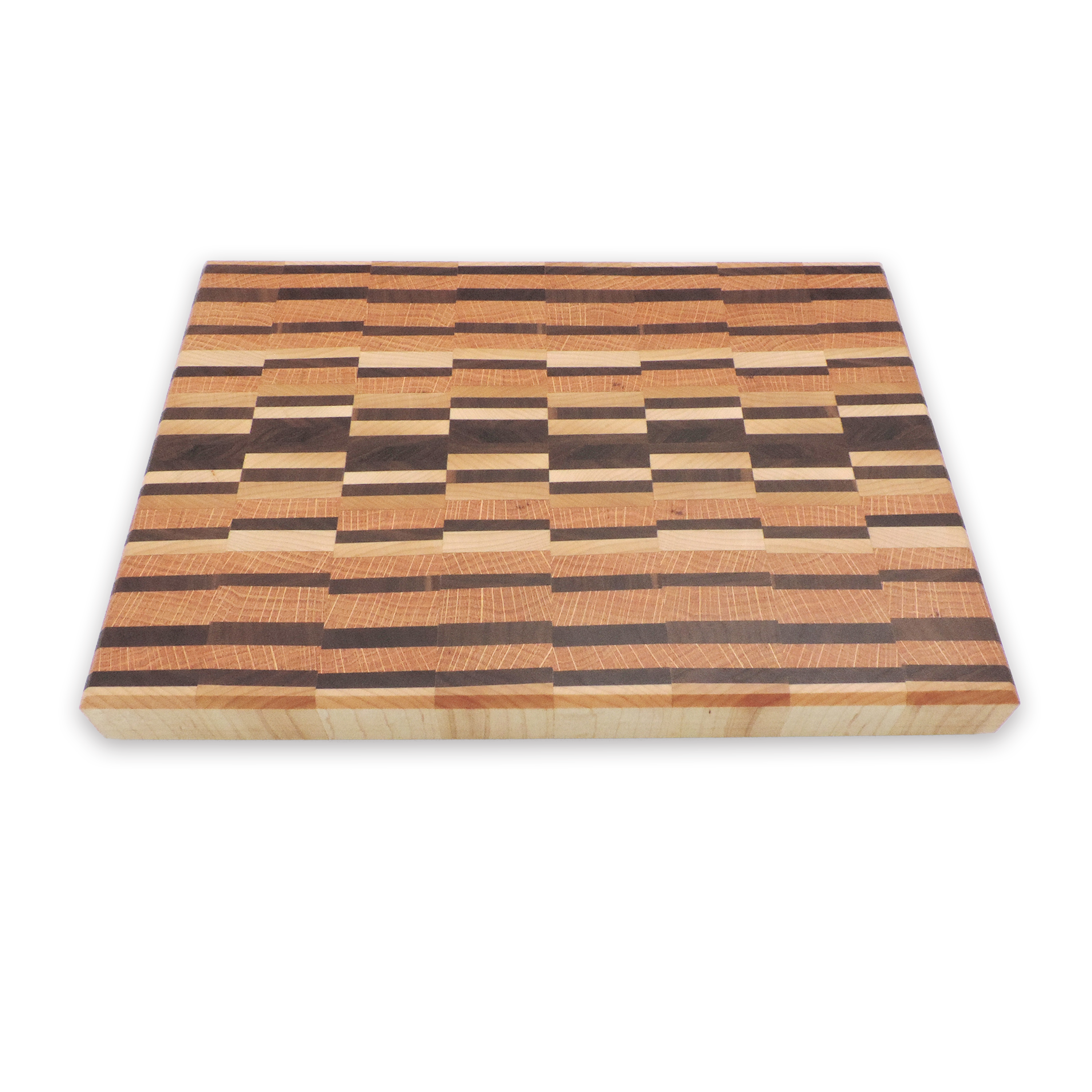End grain walnut, maple & white oak cutting board, oiled hardwood