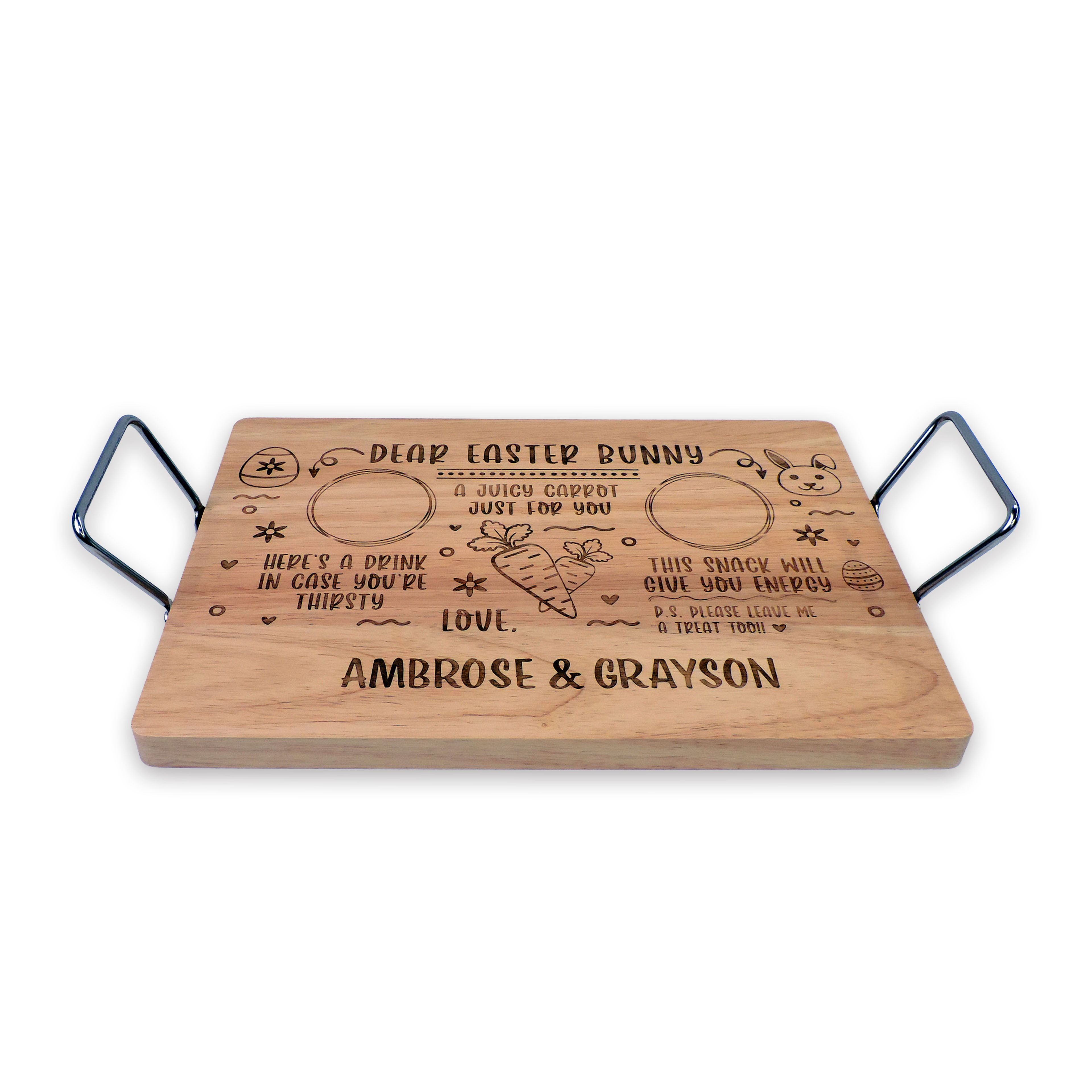 Custom engraved Easter Bunny serving tray, maple