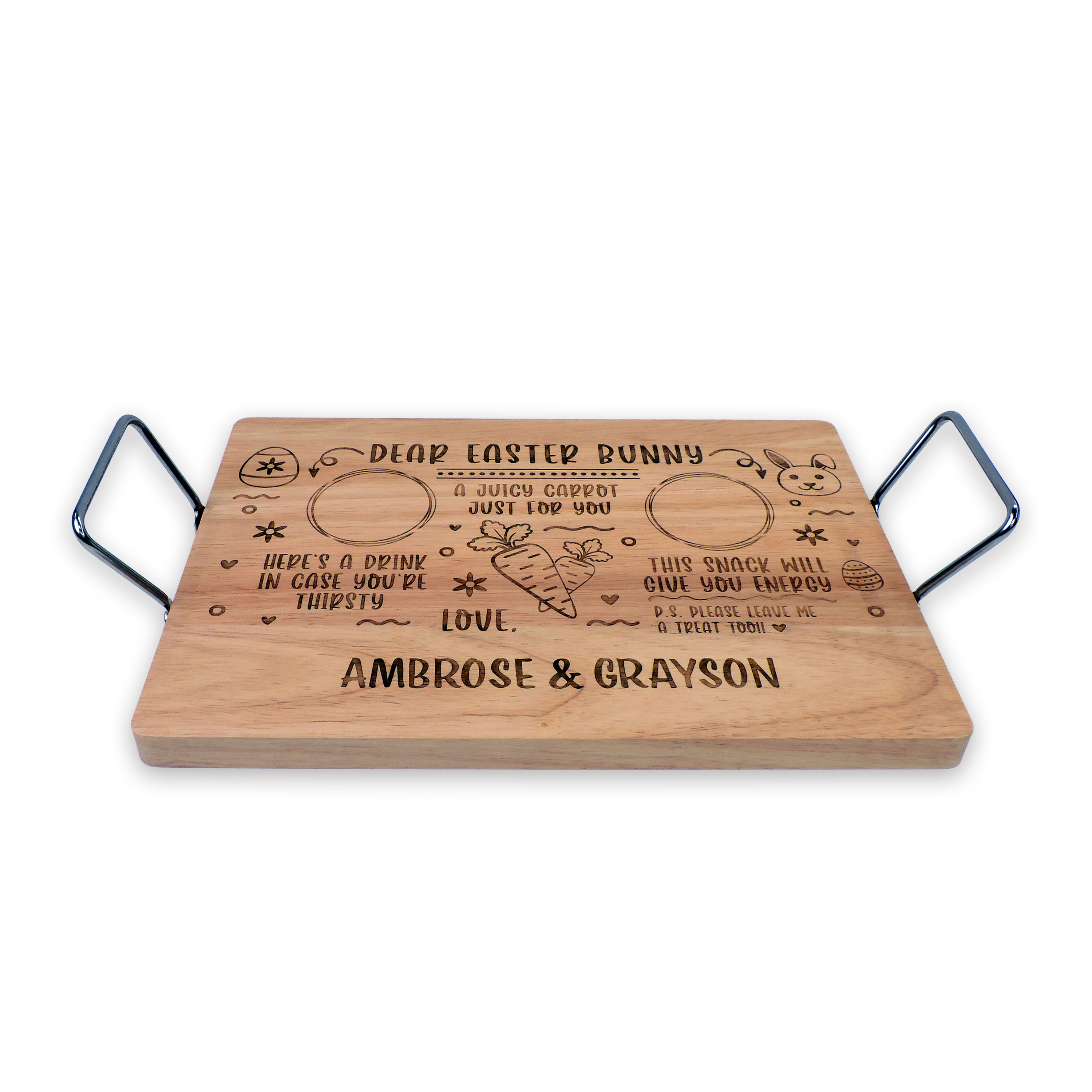 Custom engraved Easter Bunny serving tray, maple