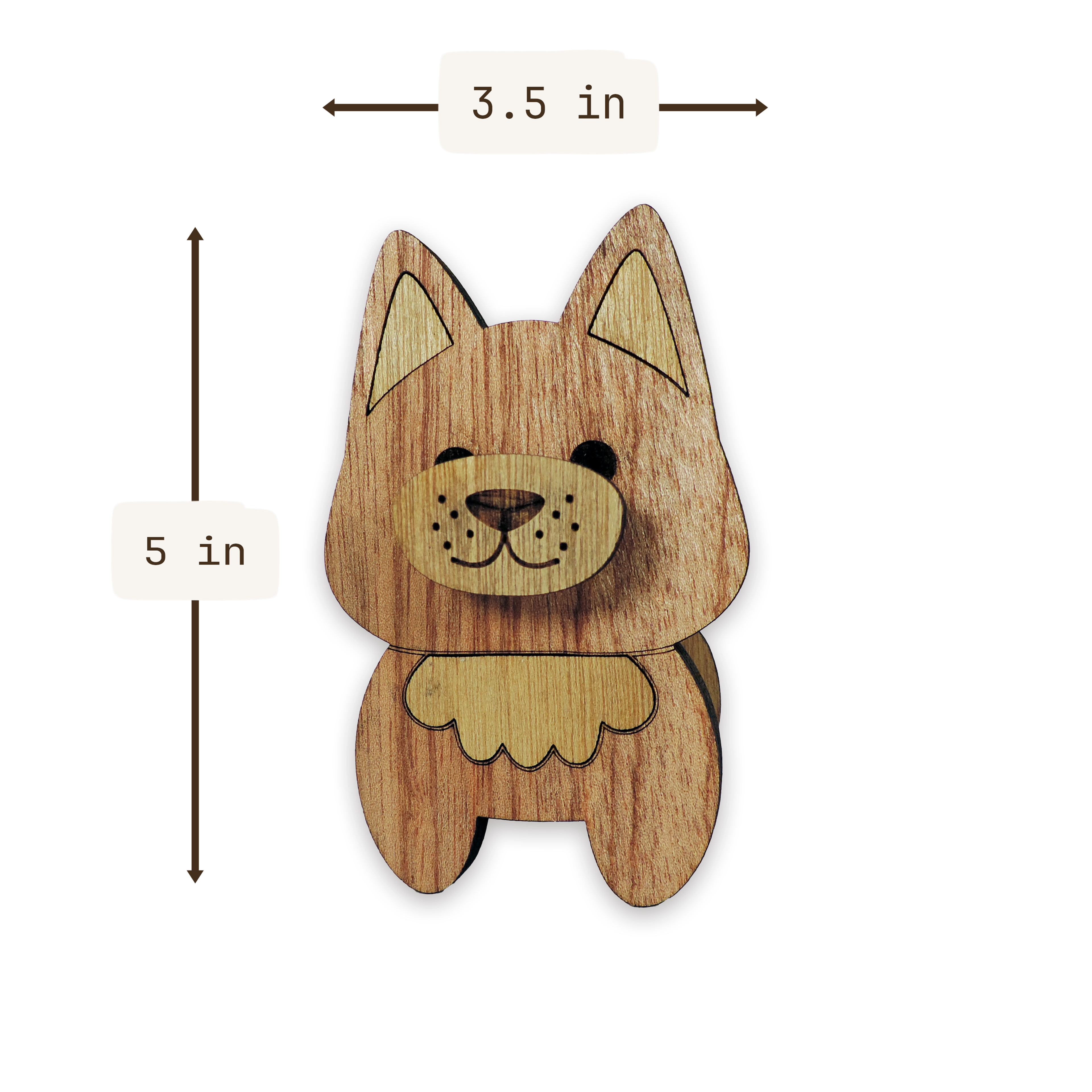 Laser-cut fox glasses holder, 5 mm plywood — cherry, blank (3.5 × 5 in)